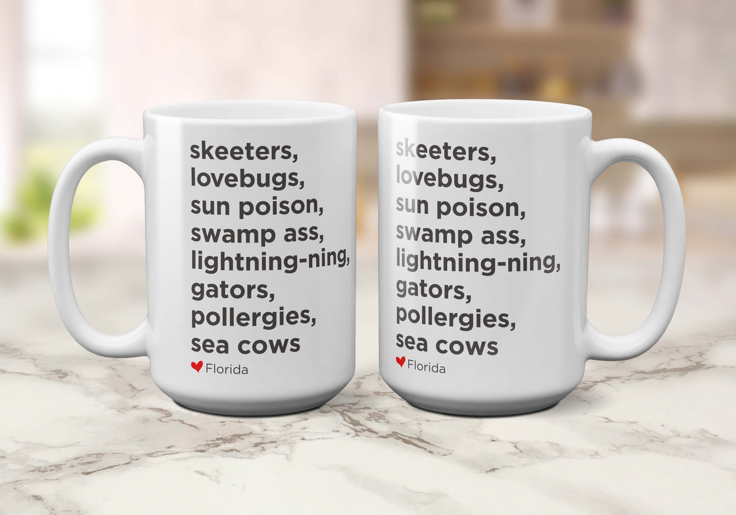 Skeeters Gators Love Bugs and more! Love Florida List Coffee Mug - A. B. Newton and Company