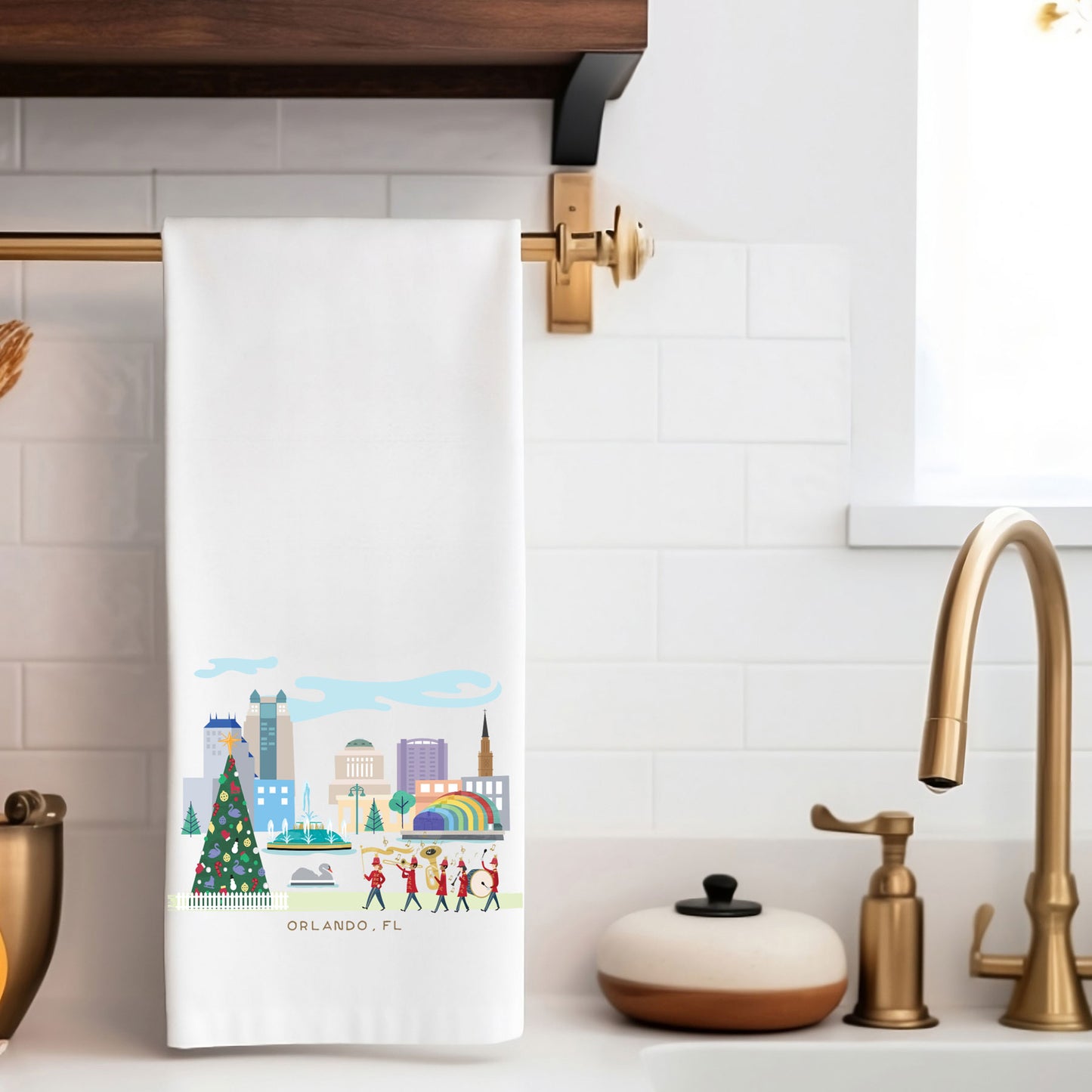 Orlando Christmas Cheer | Holiday Tea Towel - A. B. Newton and Company
