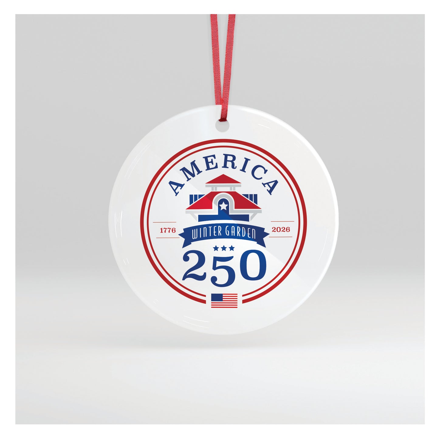 America 250th Inspired Round Ceramic Ornament