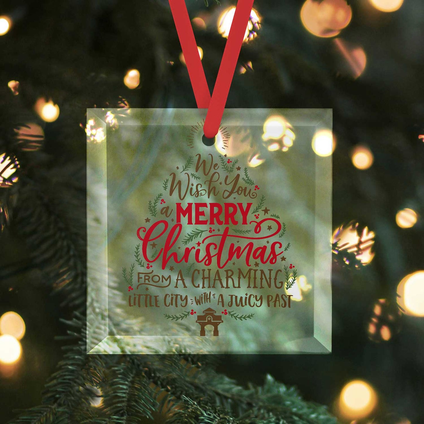 Merry Christmas from a Charming Little Cit | Glass Holiday Ornament - A. B. Newton and Company