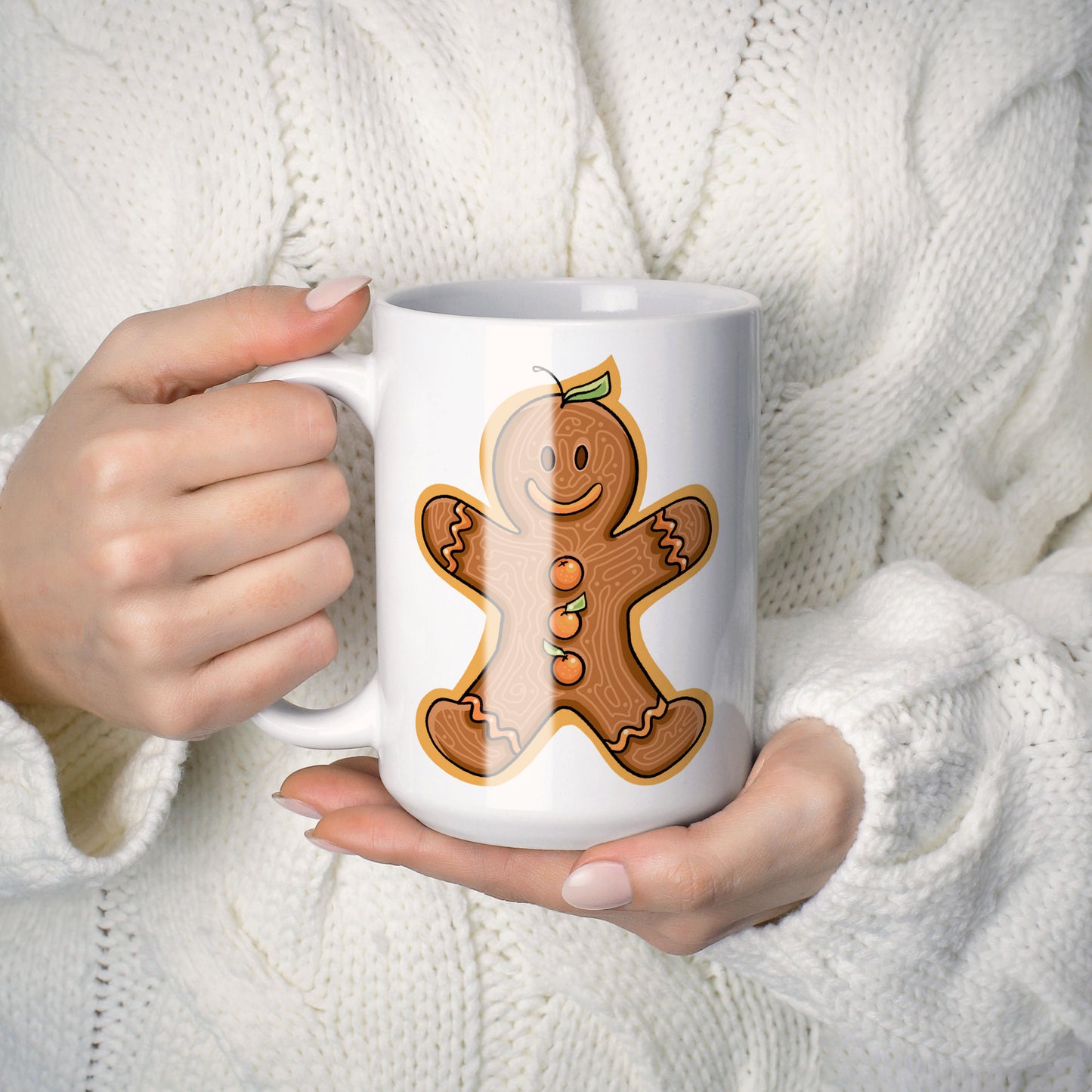 Orange Gingerbread Man | 15oz Holiday Coffee Mug