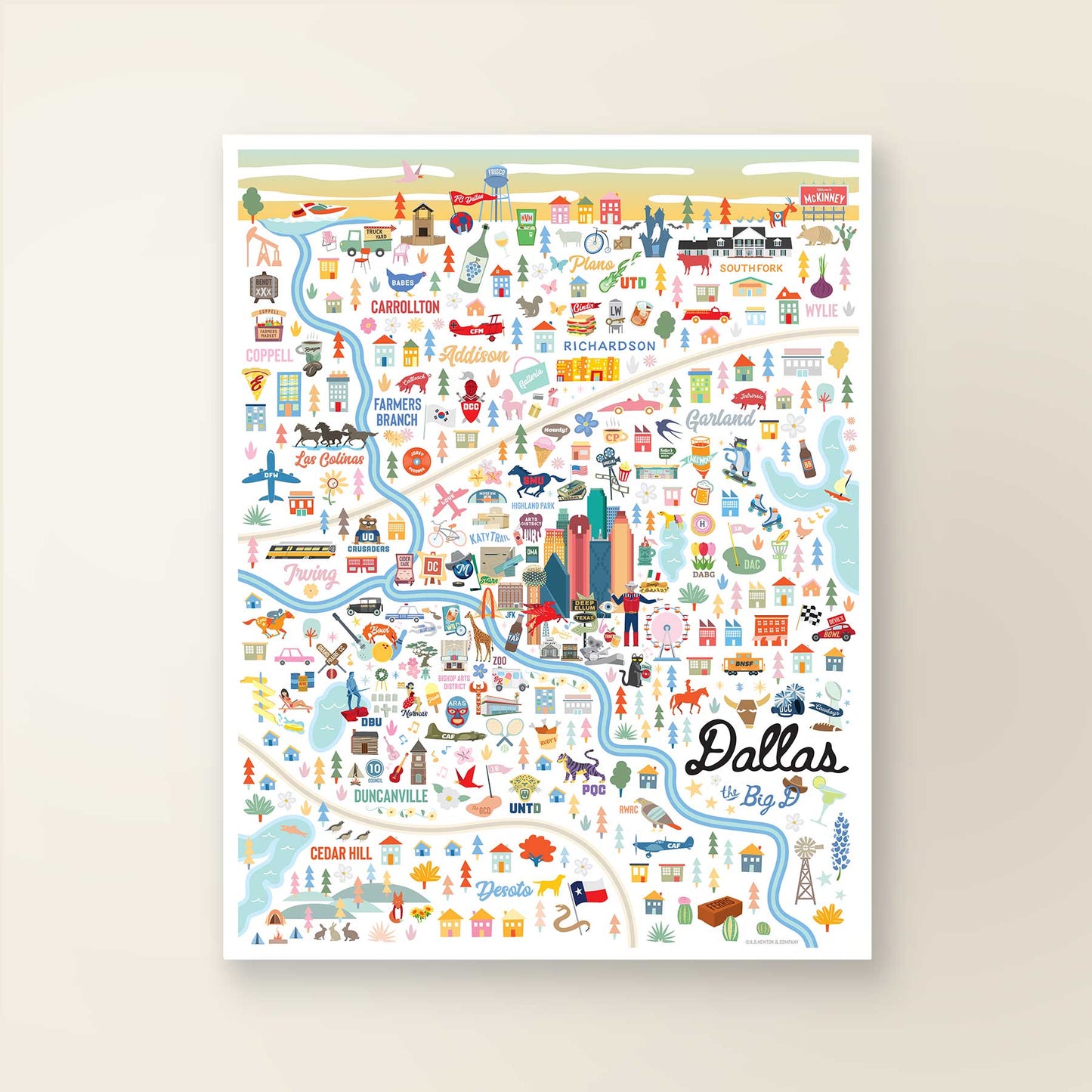 DALLAS, TX | City Series Map Art Print