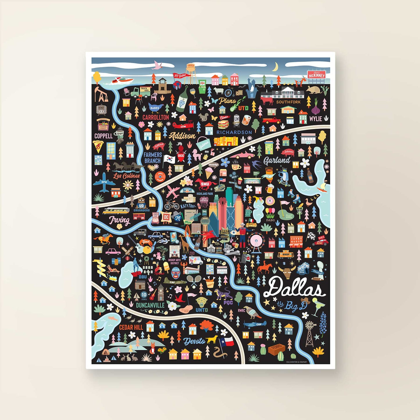 DALLAS, TX | City Series Map Art Print