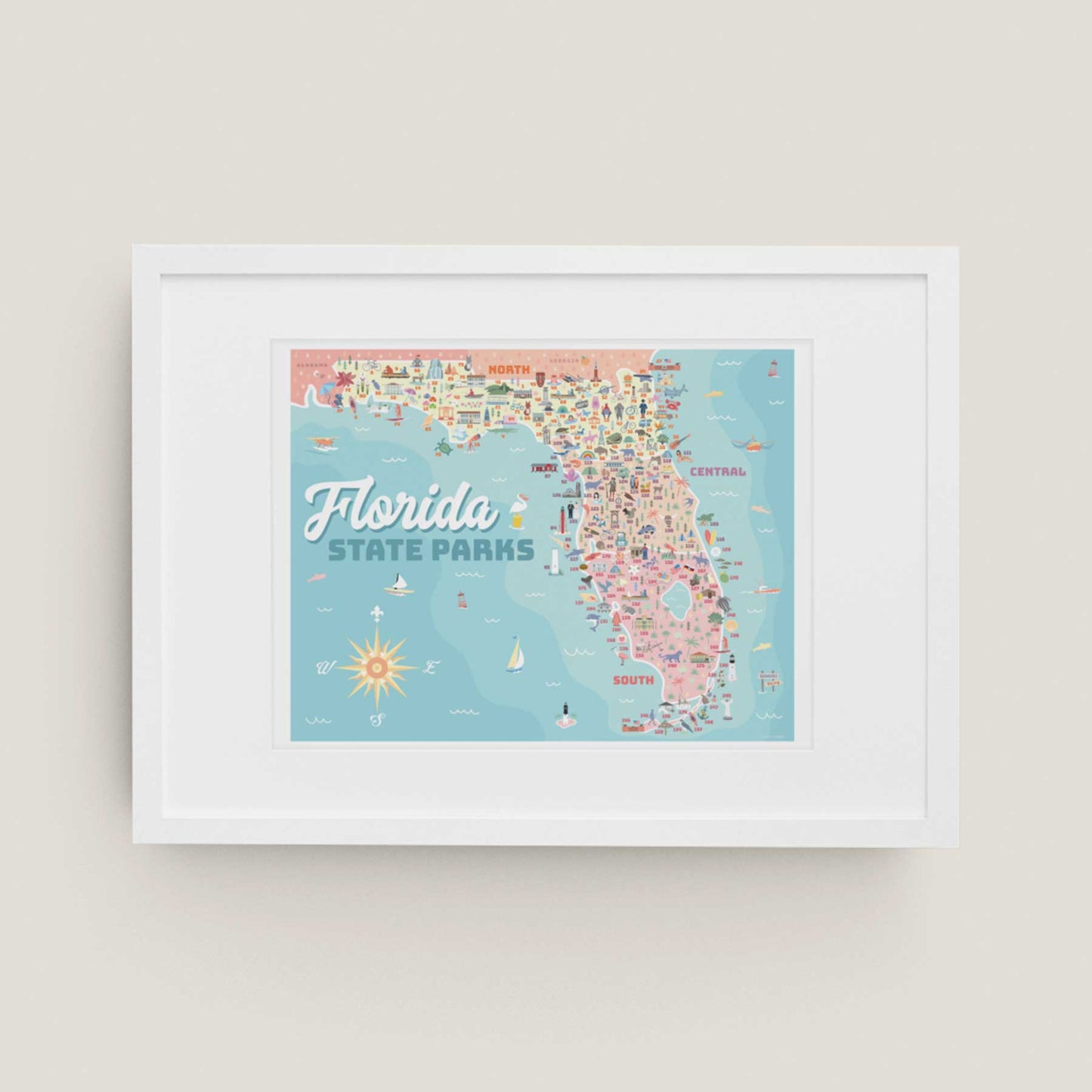 Florida State Parks | Adventure Map Poster, Checklist & Sticker - A. B. Newton and Company