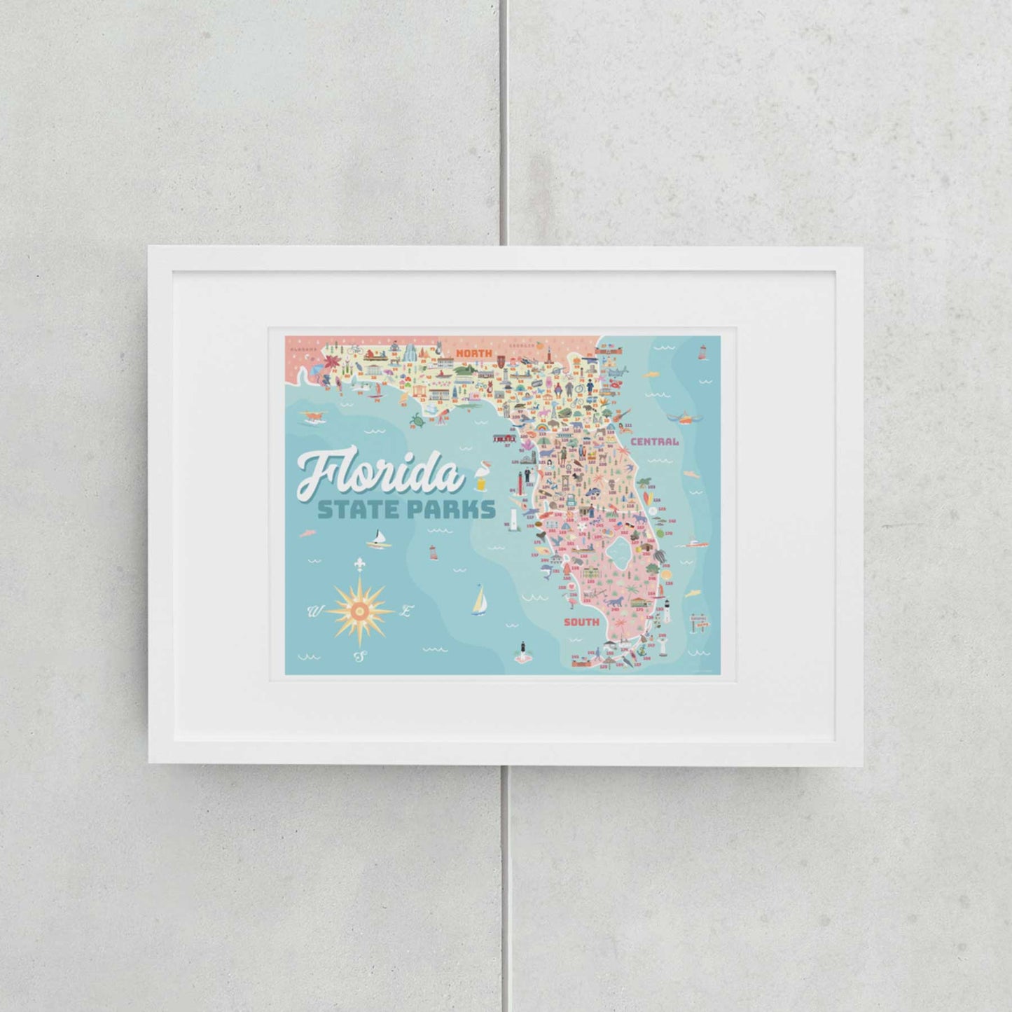 Florida State Parks | Adventure Map Poster, Checklist & Sticker - A. B. Newton and Company