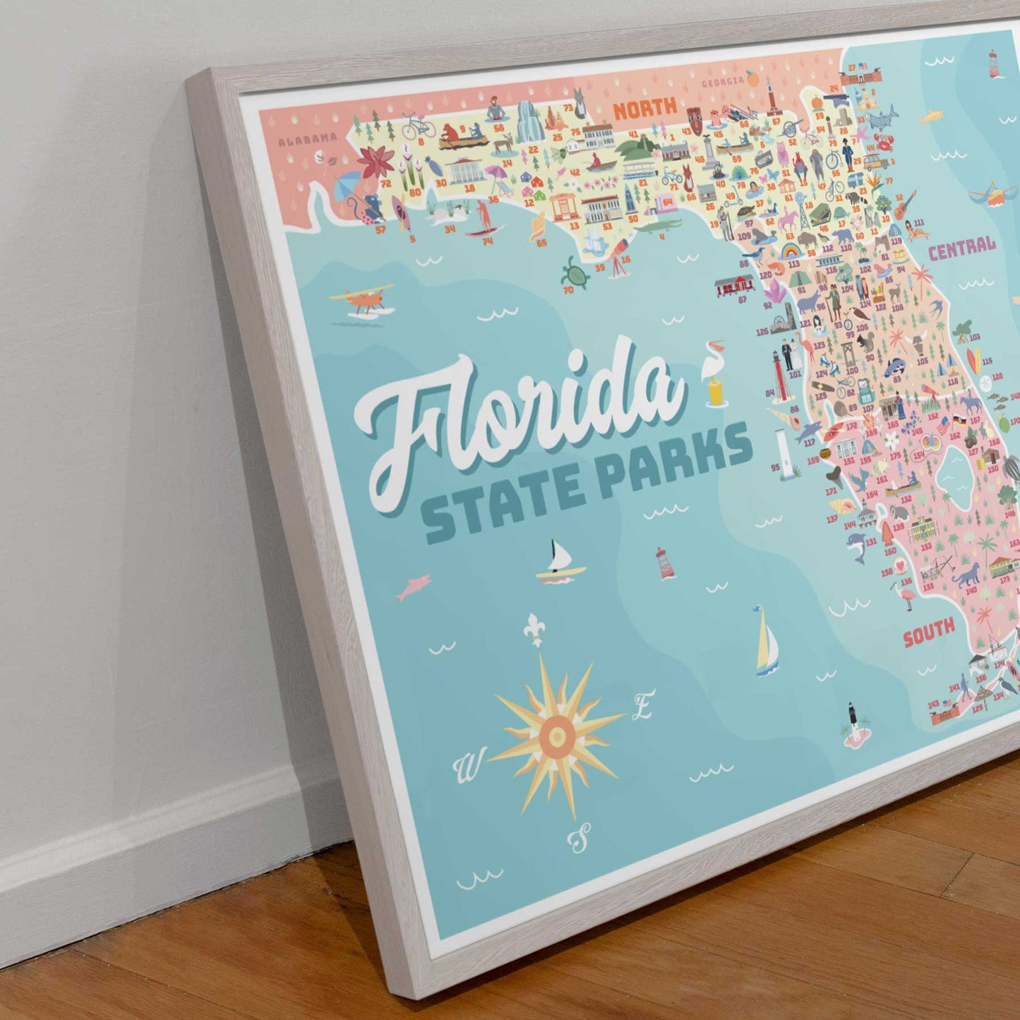 Florida State Parks | Adventure Map Poster, Checklist & Sticker - A. B. Newton and Company