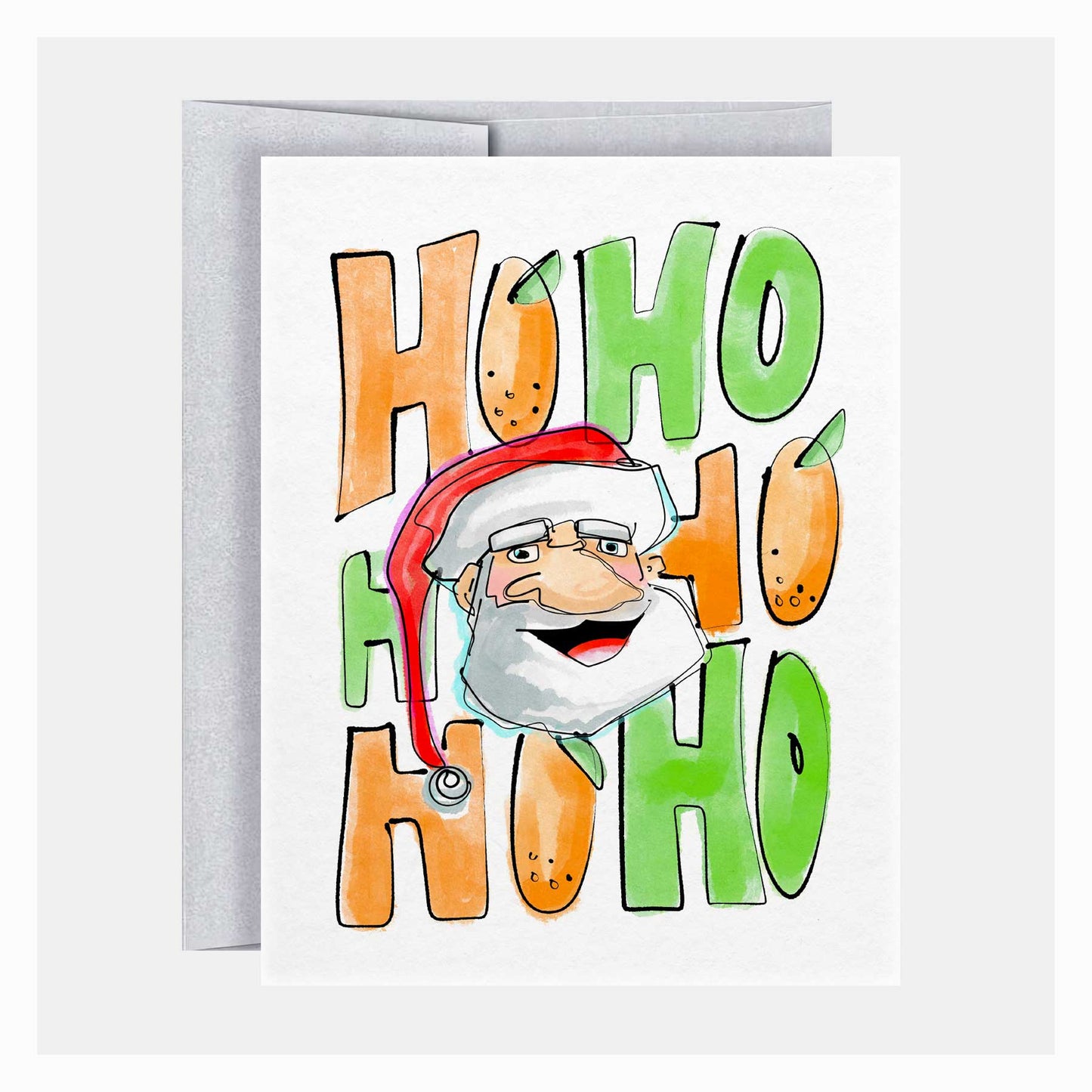 'Ho Ho Ho' Santa Claus | Christmas Cards | Whimsical Florida Theme Illustrated Greeting Cards - A. B. Newton and Company