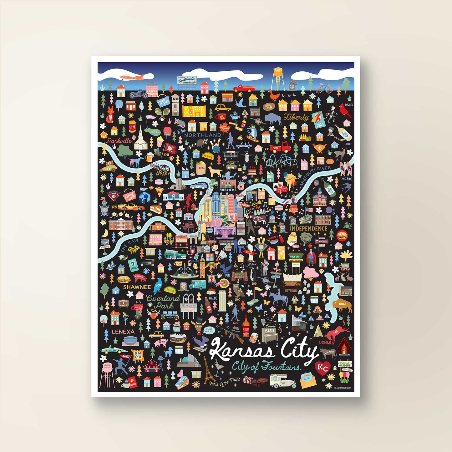 KANSAS, MO | City Series Map Art Print - A. B. Newton and Company