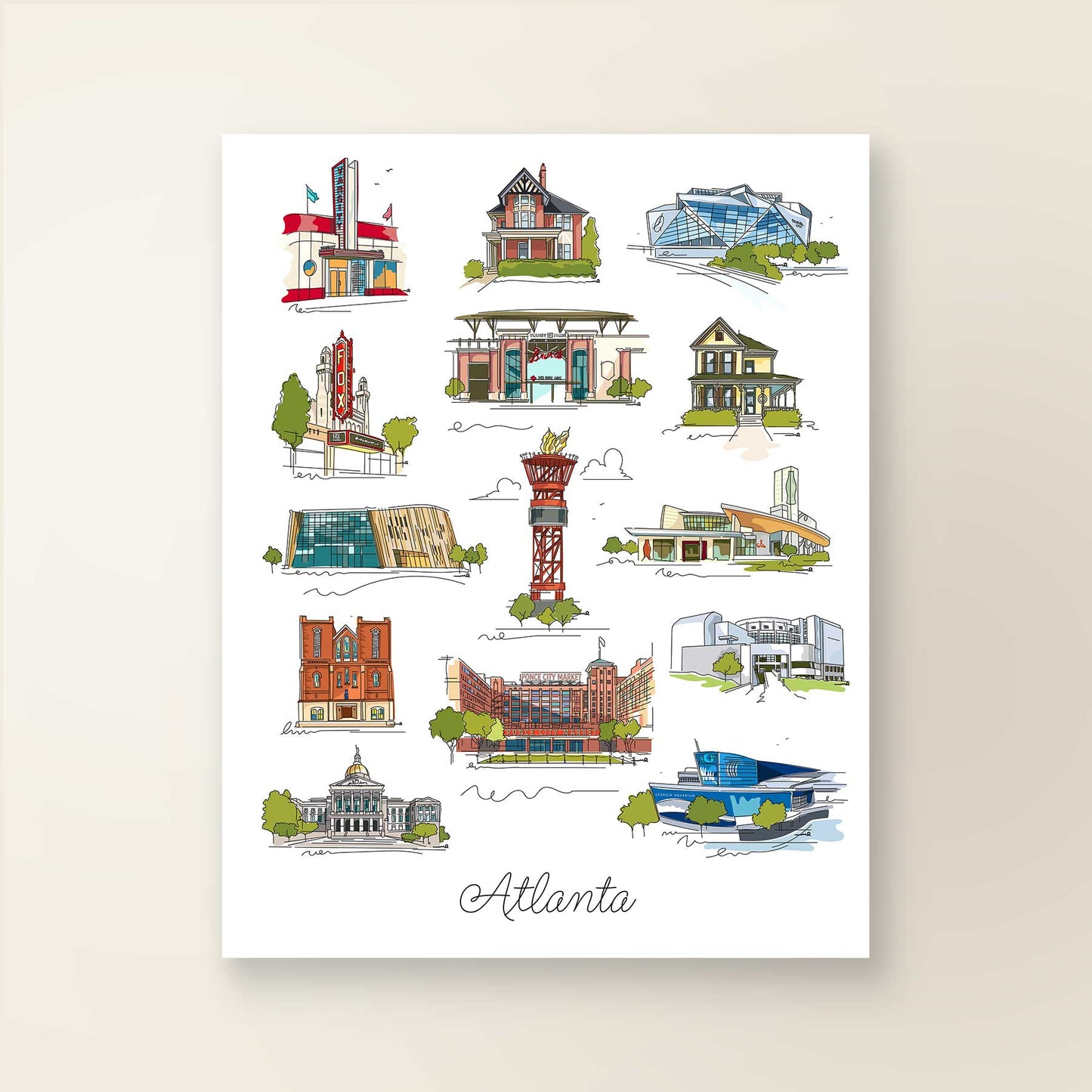 Atlanta Georgia Collage | Atlanta Landmark Series - A. B. Newton and Company