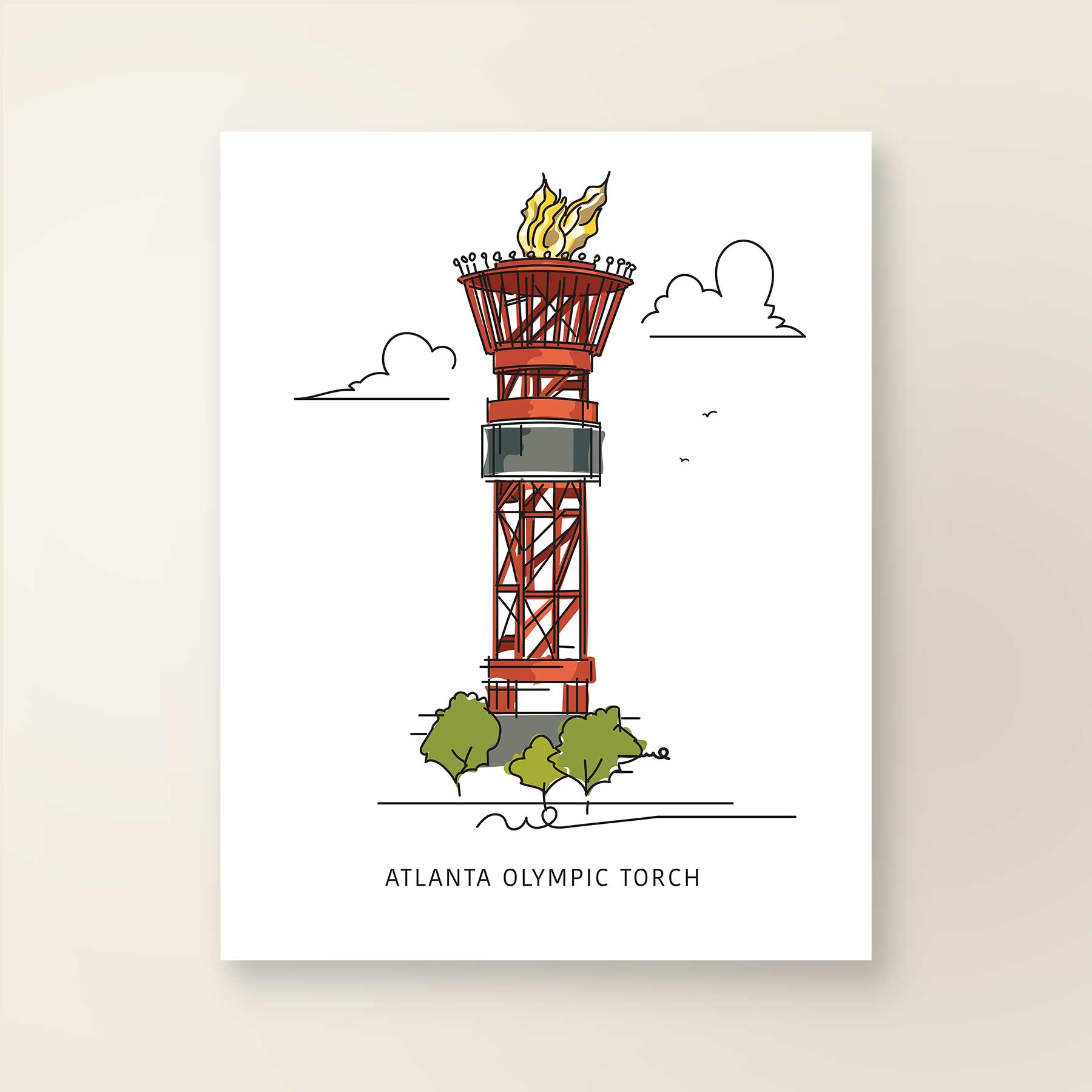 Olympic Torch | Atlanta Landmark Series | A. B. Newton and Company Anderson's olympic torch