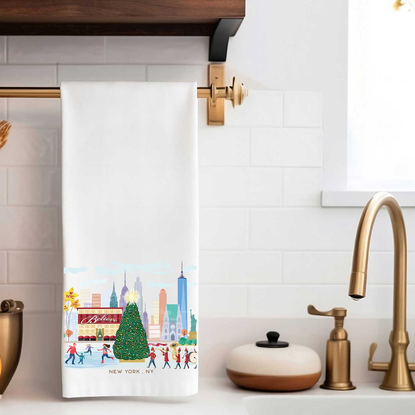 New York Christmas Cheer | Holiday Tea Towel