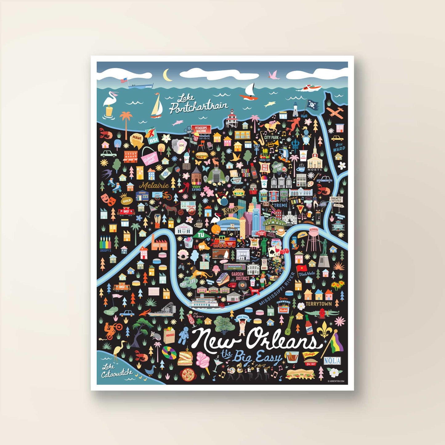 NEW ORLEANS, LA | City Series Map Art Print - A. B. Newton and Company