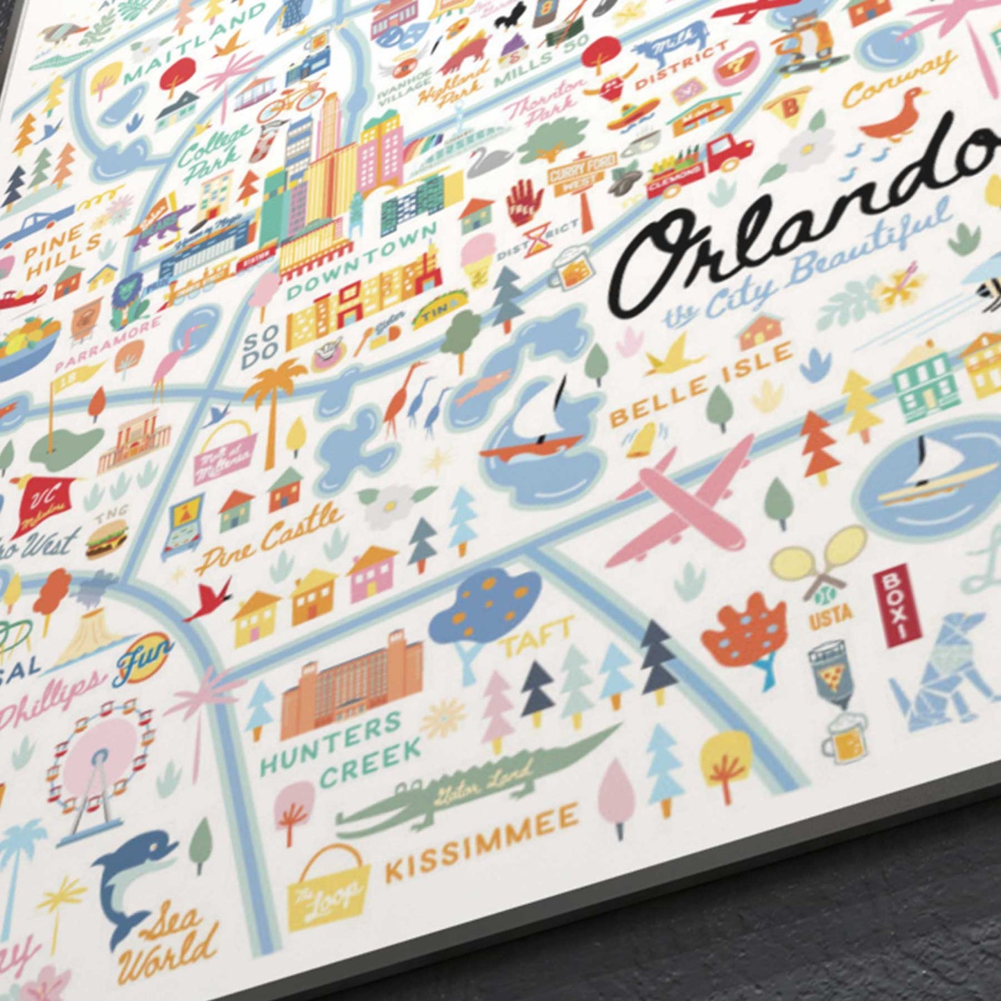 ORLANDO, FL | City Series Map Art Print - A. B. Newton and Company