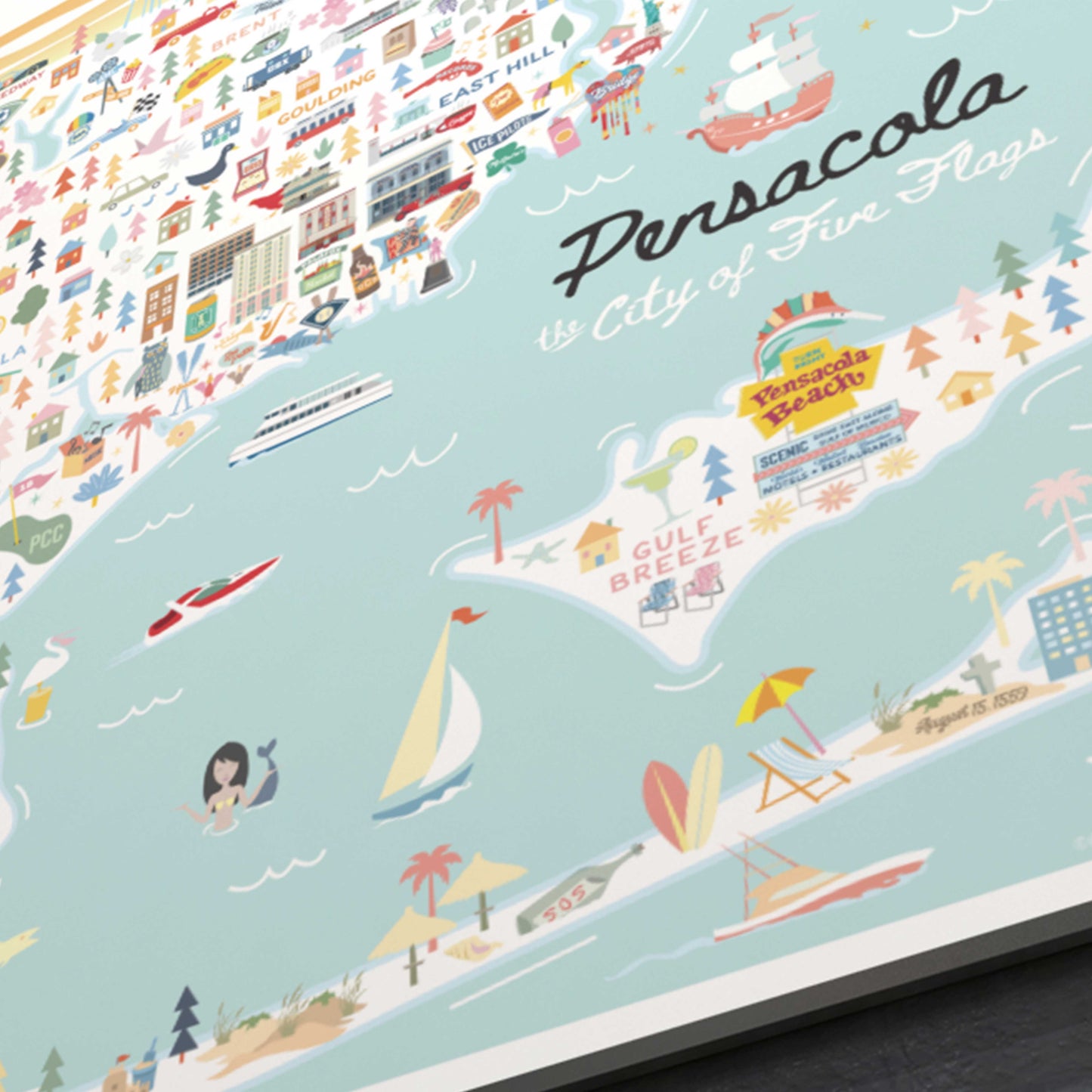 PENSACOLA, FL | City Series Map Art Print - A. B. Newton and Company