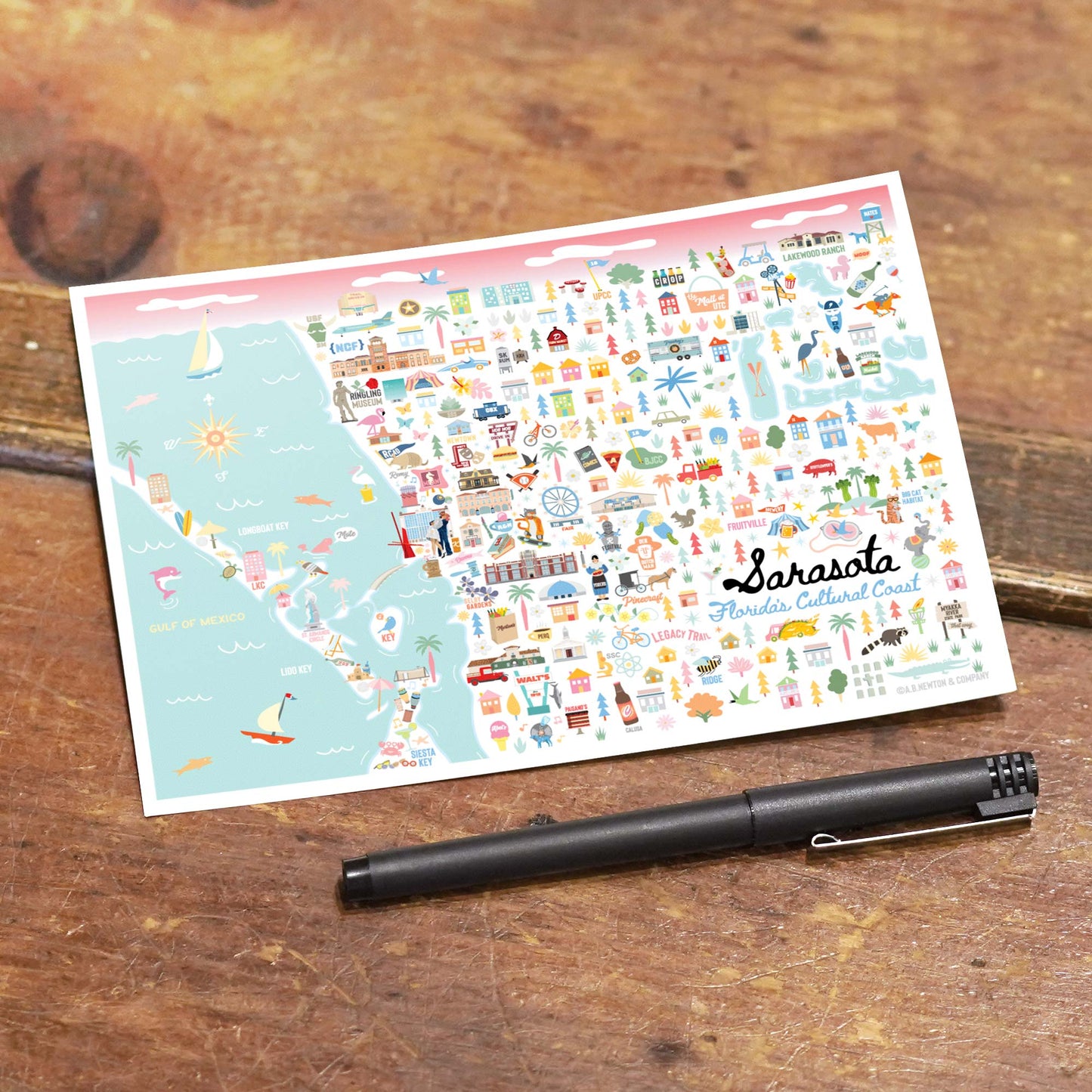Sarasota FL 5x7 Montage City Series Postcard
