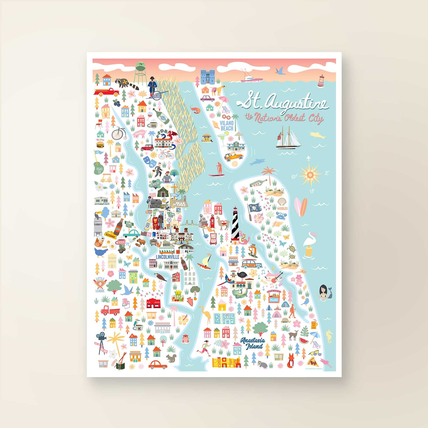 ST. AUGUSTINE, FL | City Series Map Art Print - A. B. Newton and Company