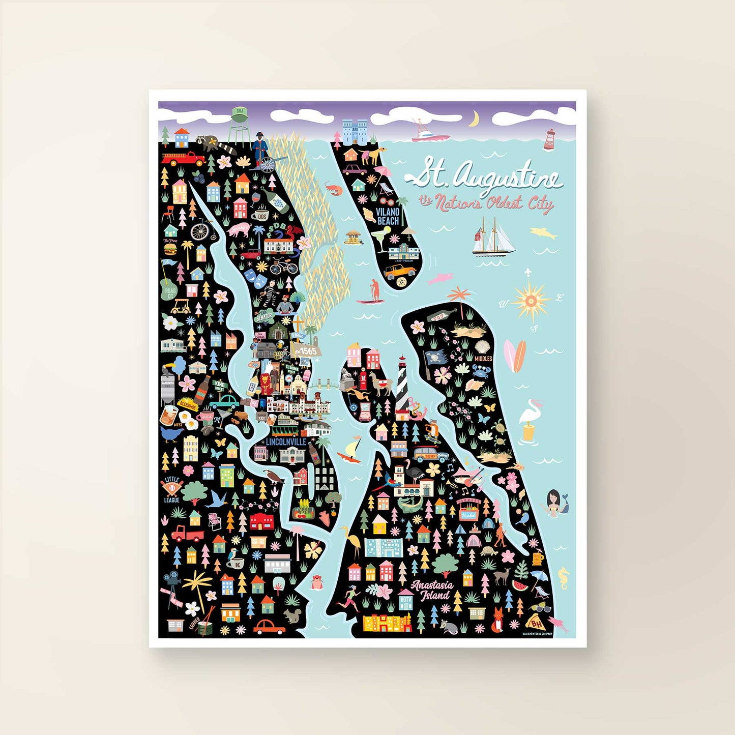 ST. AUGUSTINE, FL | City Series Map Art Print - A. B. Newton and Company