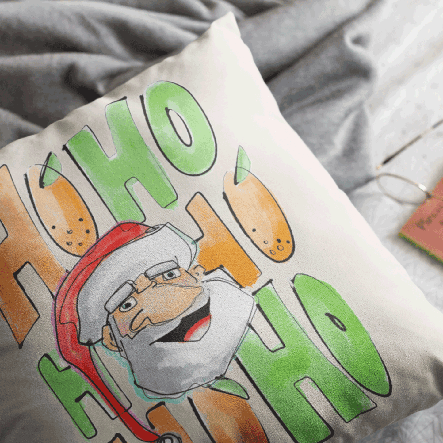 'Ho Ho Ho' Santa | Christmas Throw Pillow - A. B. Newton and Company