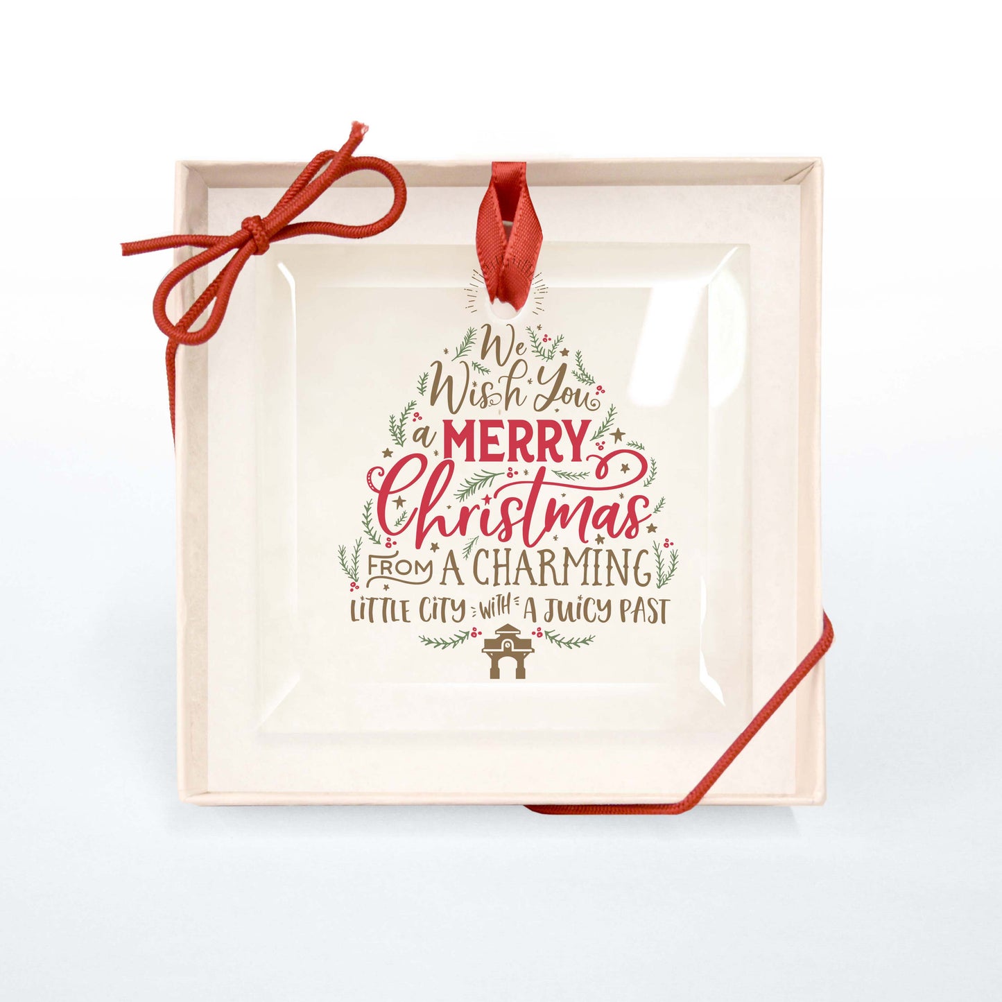 Merry Christmas from a Charming Little City with a Juicy Past | Glass Holiday Ornament - A. B. Newton and Company