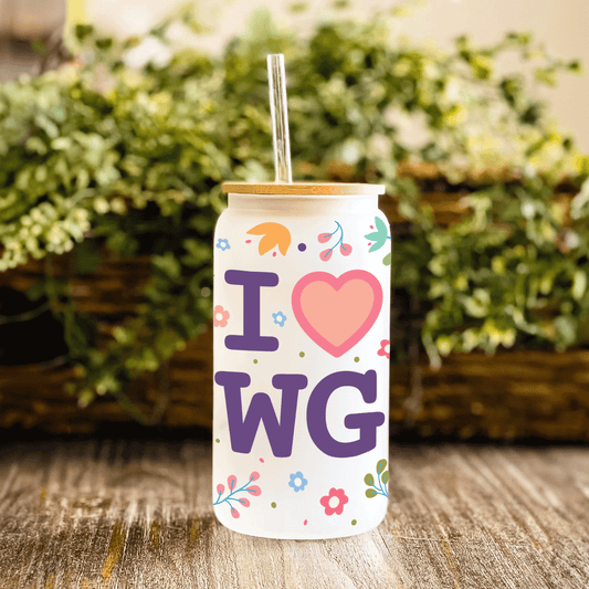 I Love Winter Garden | Clear 16 oz Glass with lid and straw - A. B. Newton and Company
