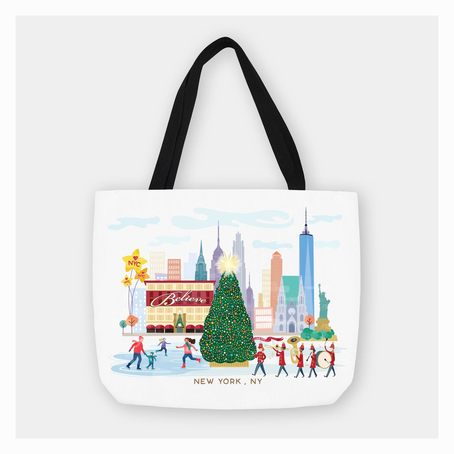 New York Christmas Cheer | Holiday Tote Bag