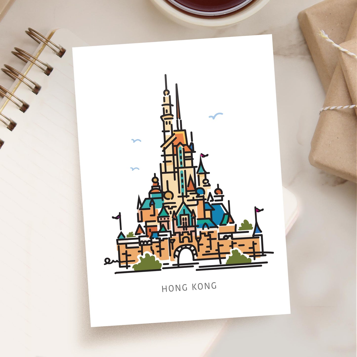Princess Castle HONG KONG Postcard | 5x7 | Theme Park Series - A. B. Newton and Company
