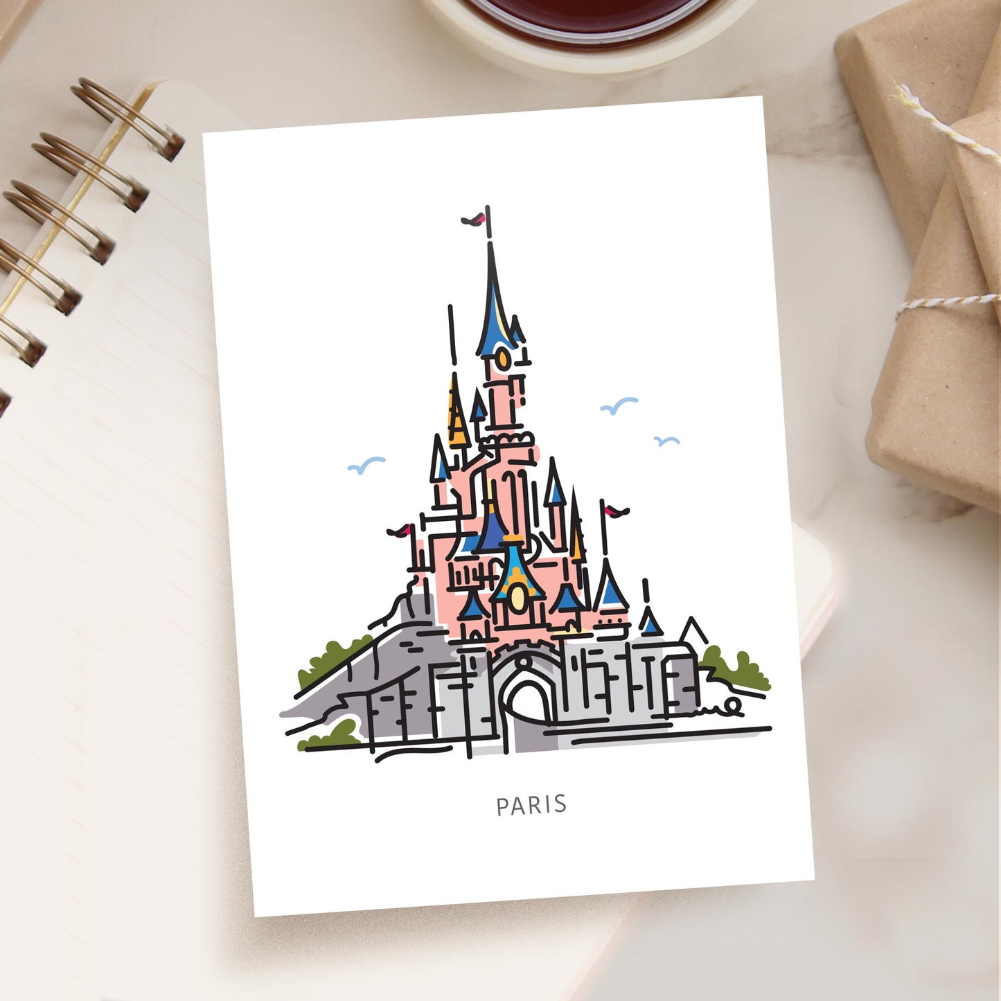 Princess Castle PARIS Postcard | 5x7 | Theme Park Series - A. B. Newton and Company