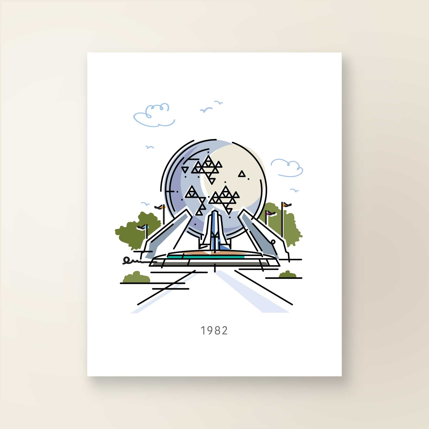 Spaceship Globe 1982 | Theme Park Series - A. B. Newton and Company