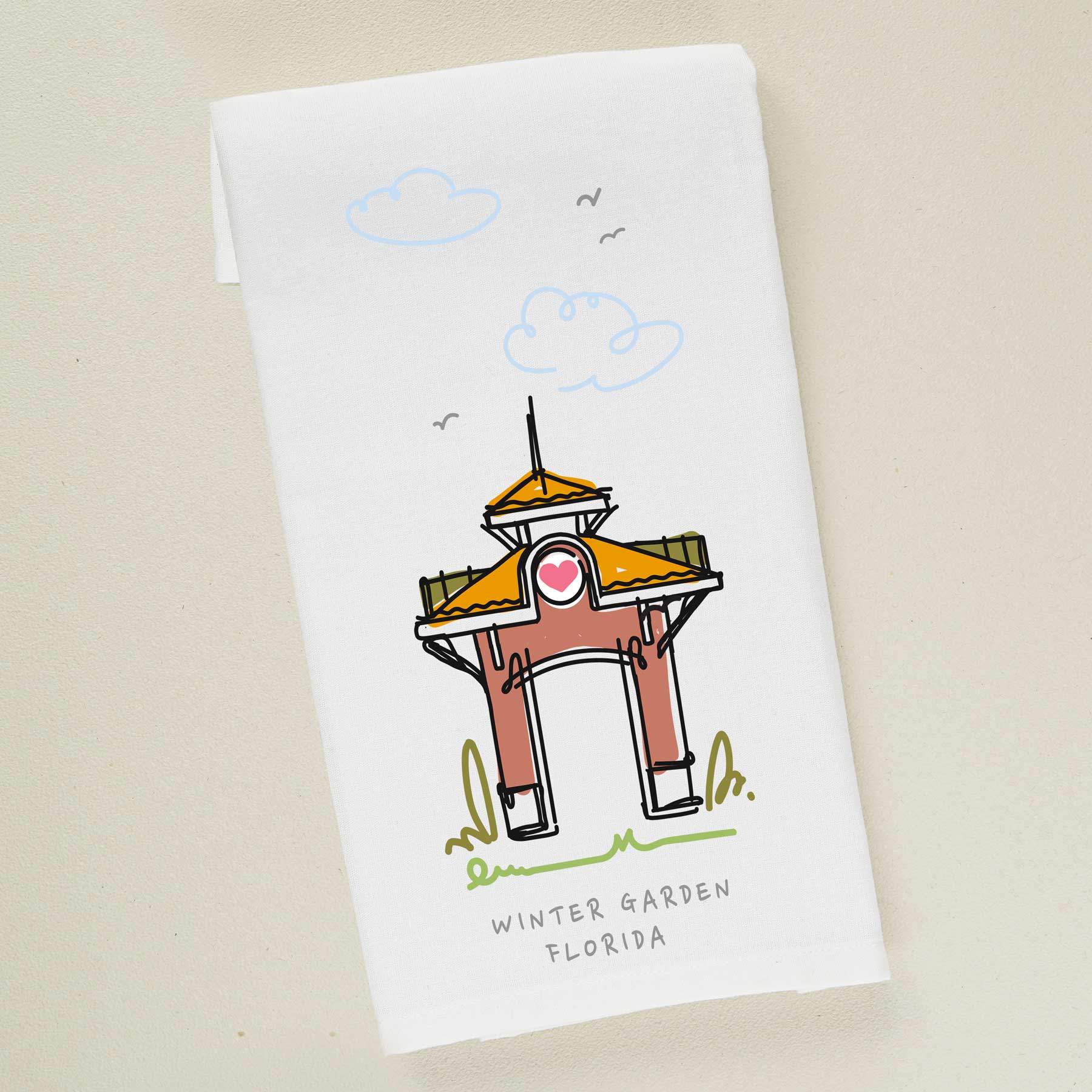 Winter Garden Clock Tower | Tea Towel - A. B. Newton and Company