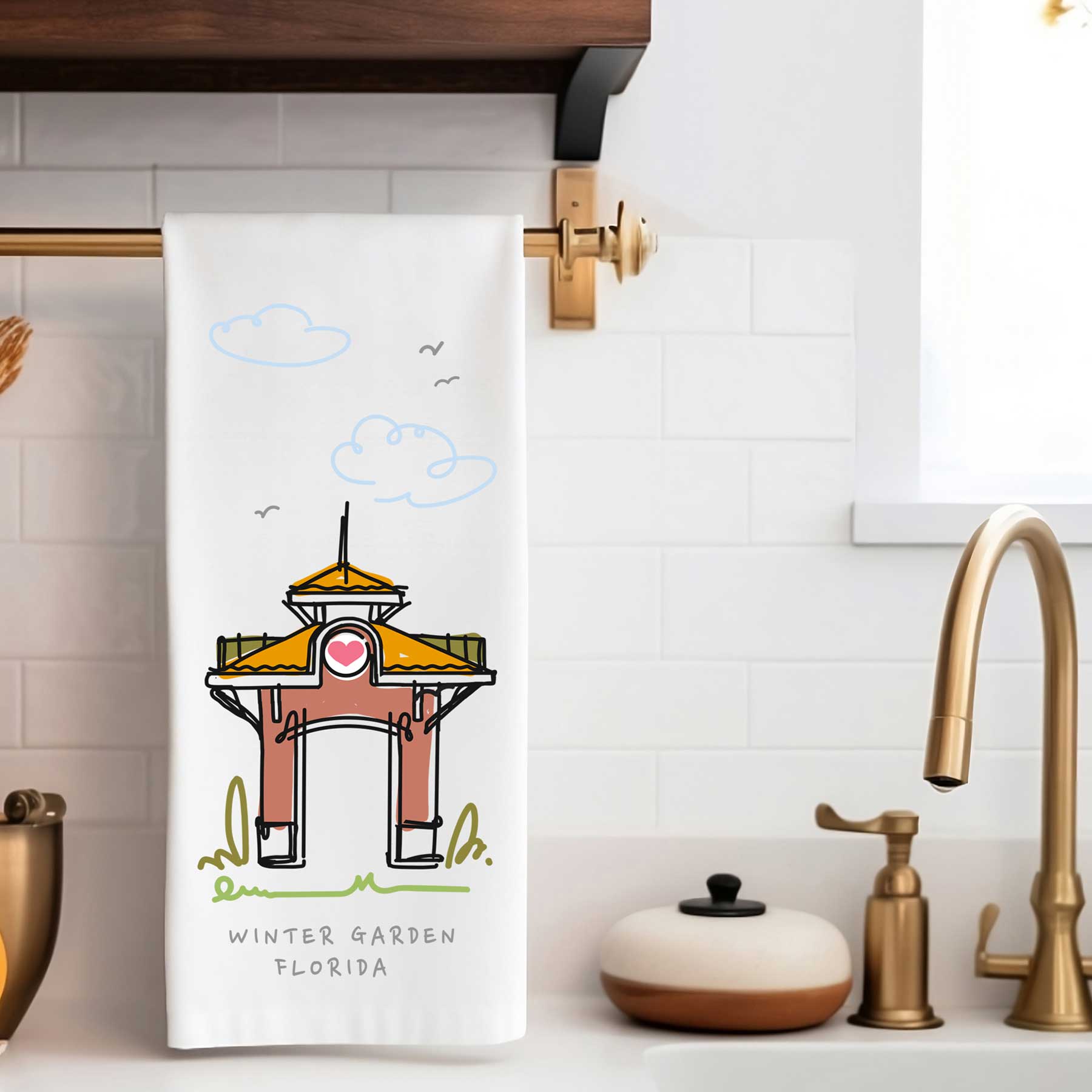 Winter Garden Clock Tower | Tea Towel - A. B. Newton and Company