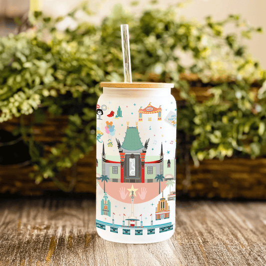 The Studio Tumbler | Frosted 16 oz Glass with lid and straw - A. B. Newton and Company