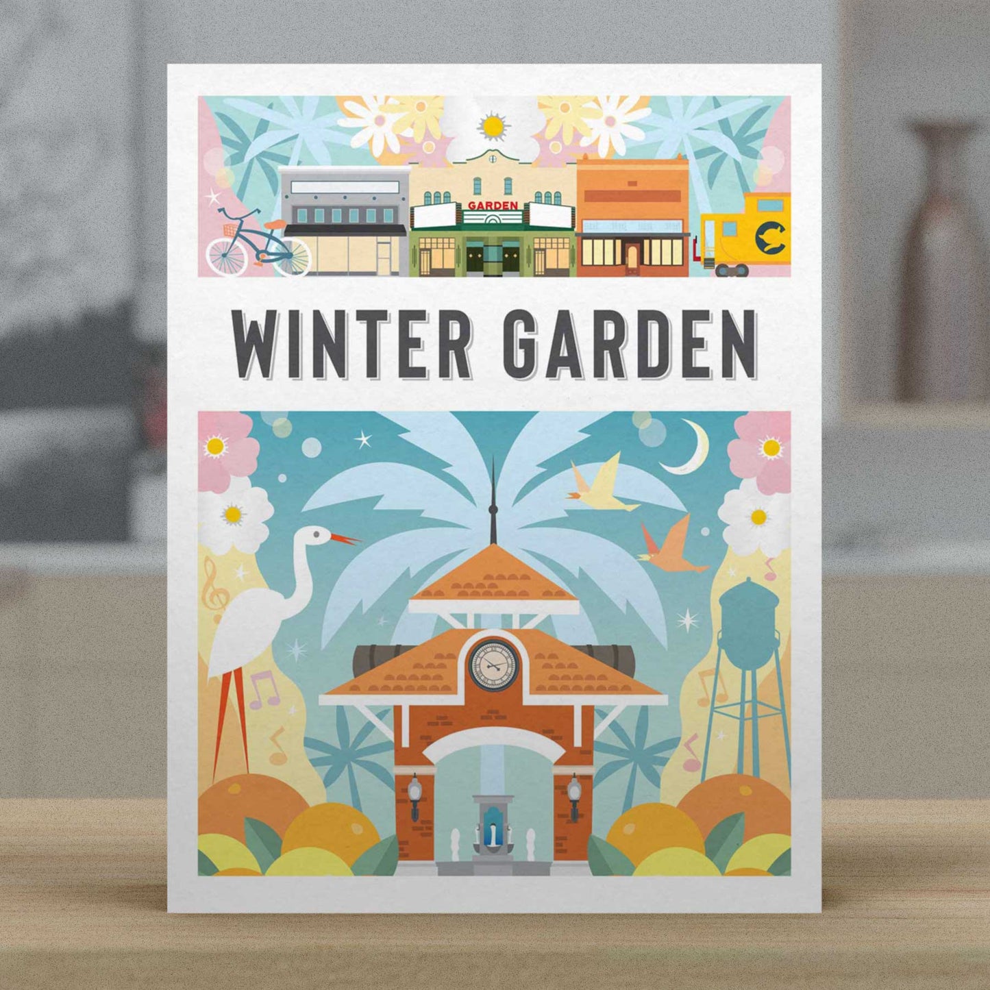 Winter Garden Florida Montage Greeting Card | City Series | Single and 8 Pack