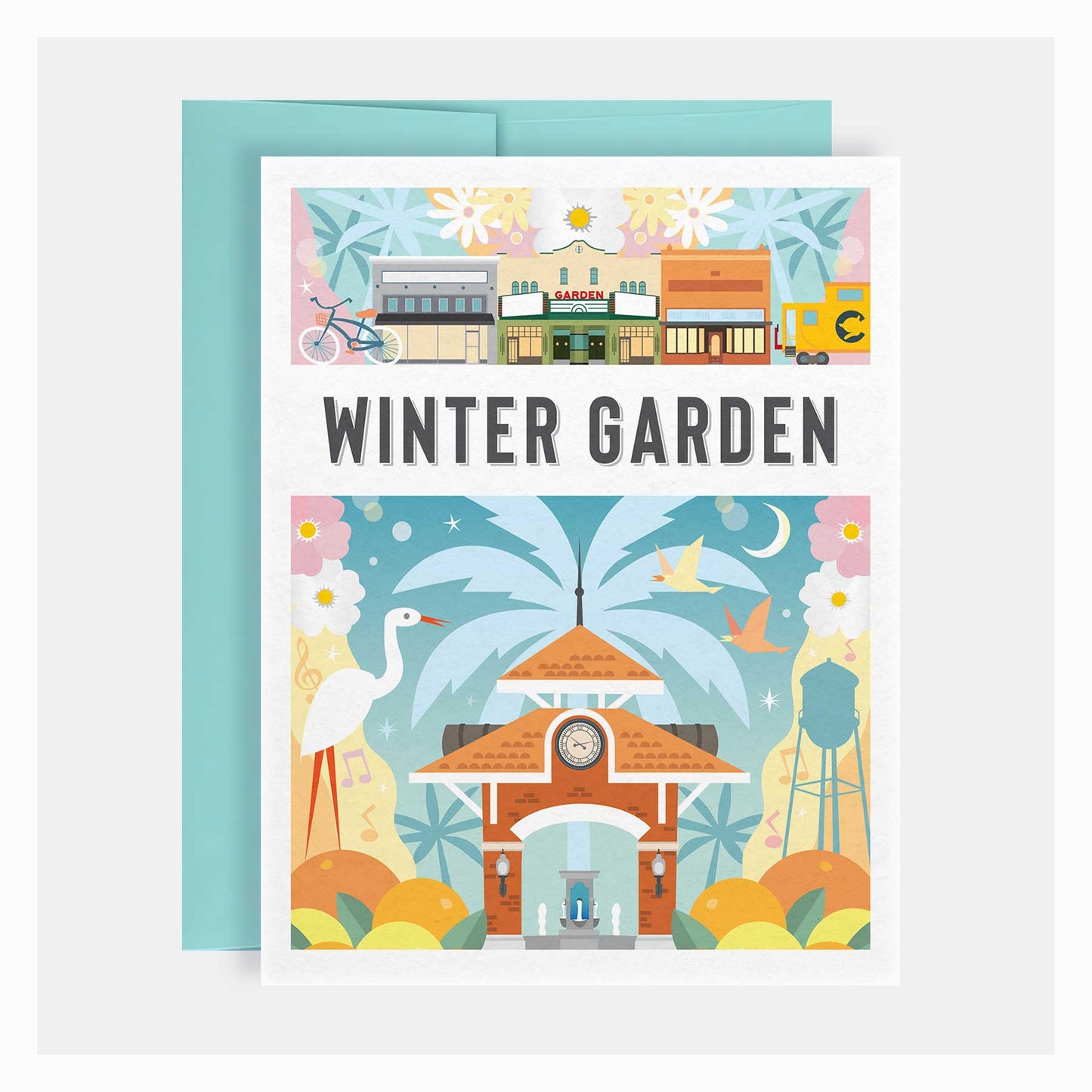 Winter Garden Florida Montage Greeting Card | City Series | Single and 8 Pack - A. B. Newton and Company