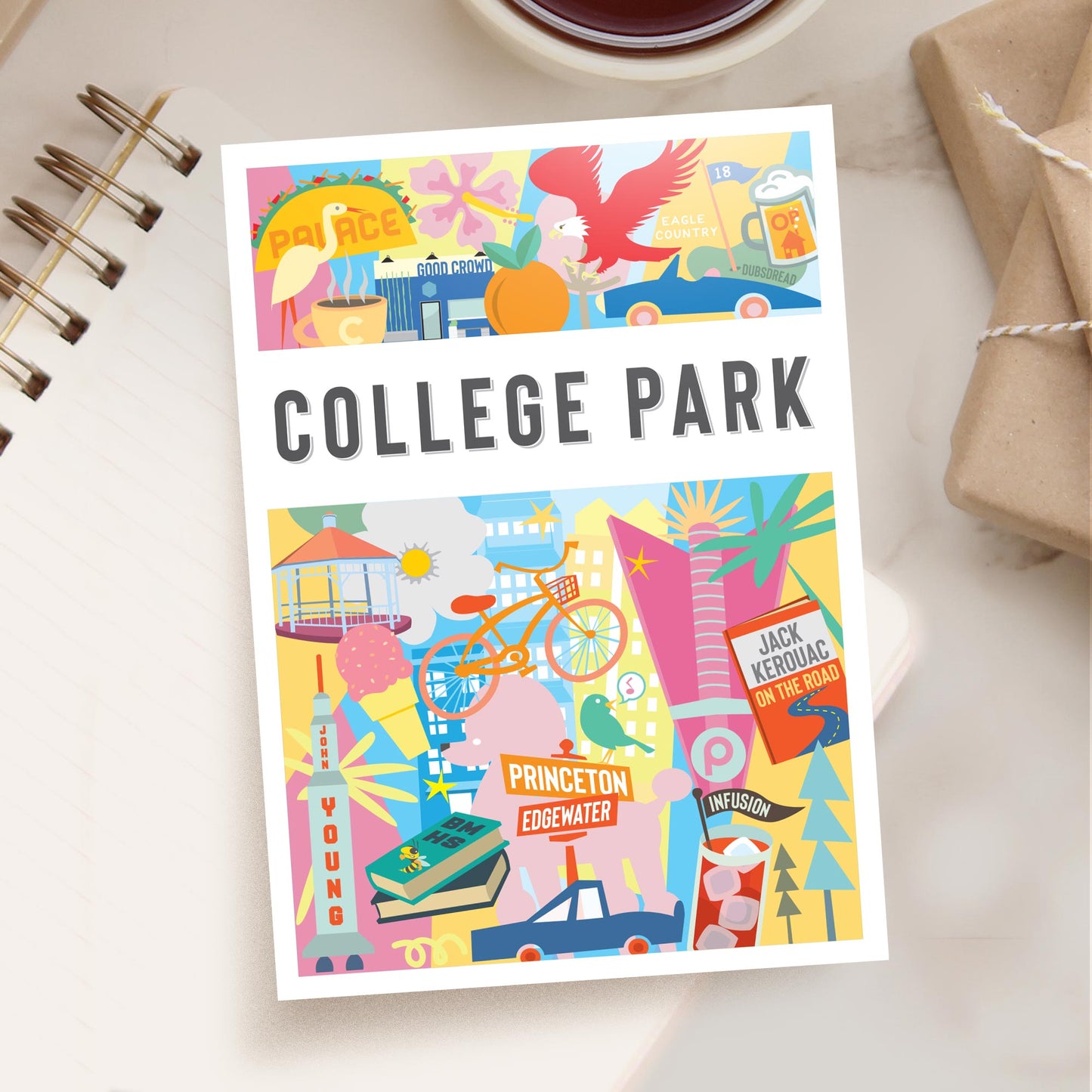 College Park FL 5x7 Montage City Series Postcard