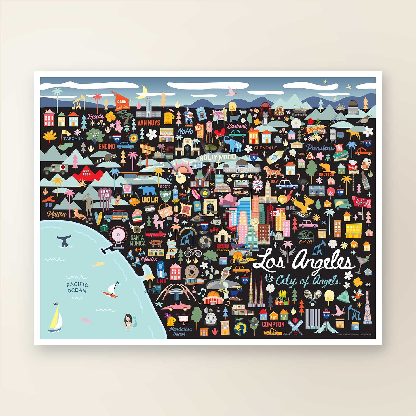LOS ANGELES, CA | Horizontal | City Series Map Art Print