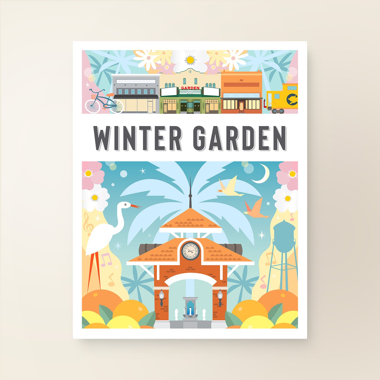 WINTER GARDEN, FL | City Series Montage Art Print - A. B. Newton and Company