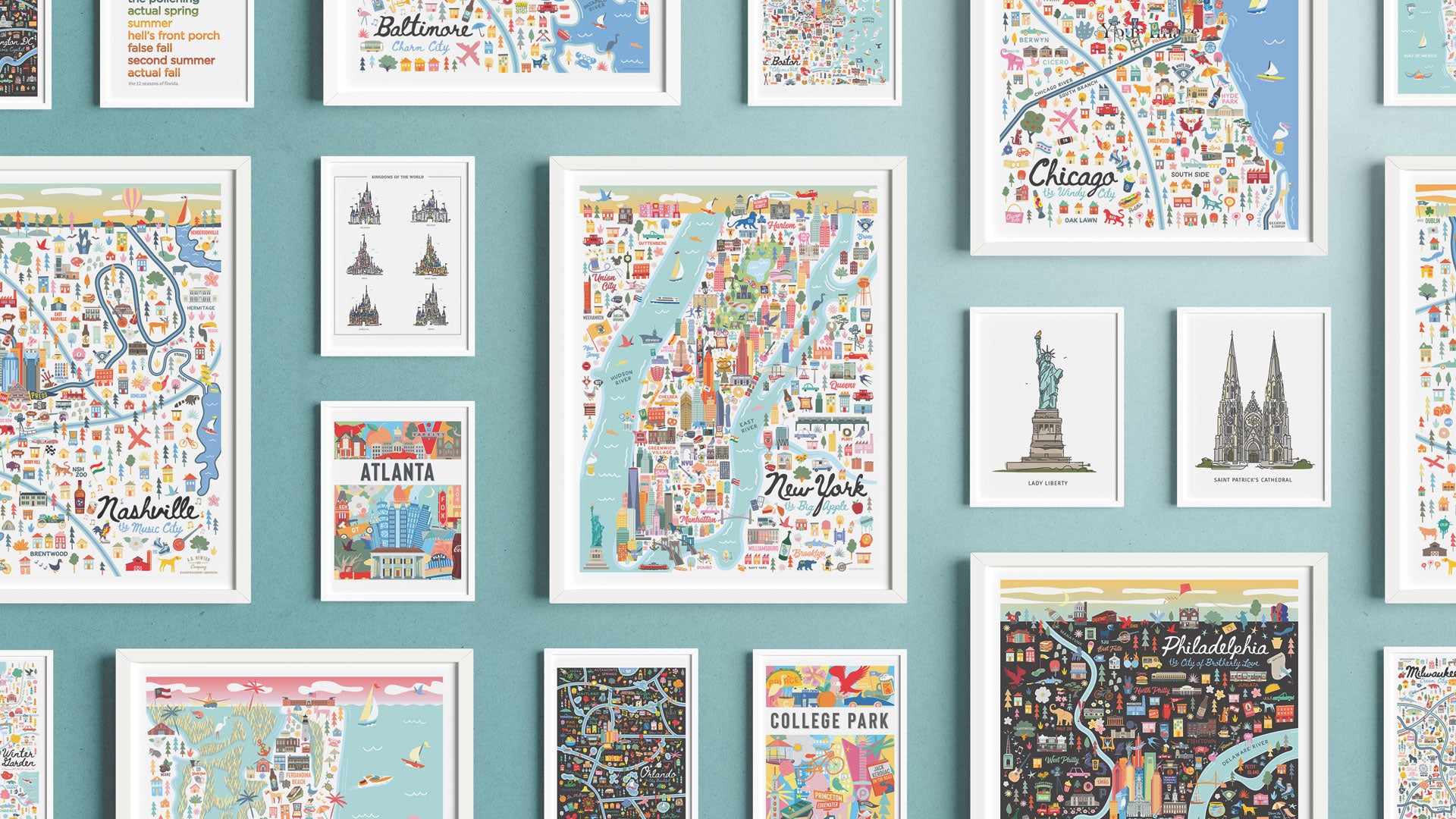 City Series Whimsical Map Prints and More | Created by A. B. Newton and Company