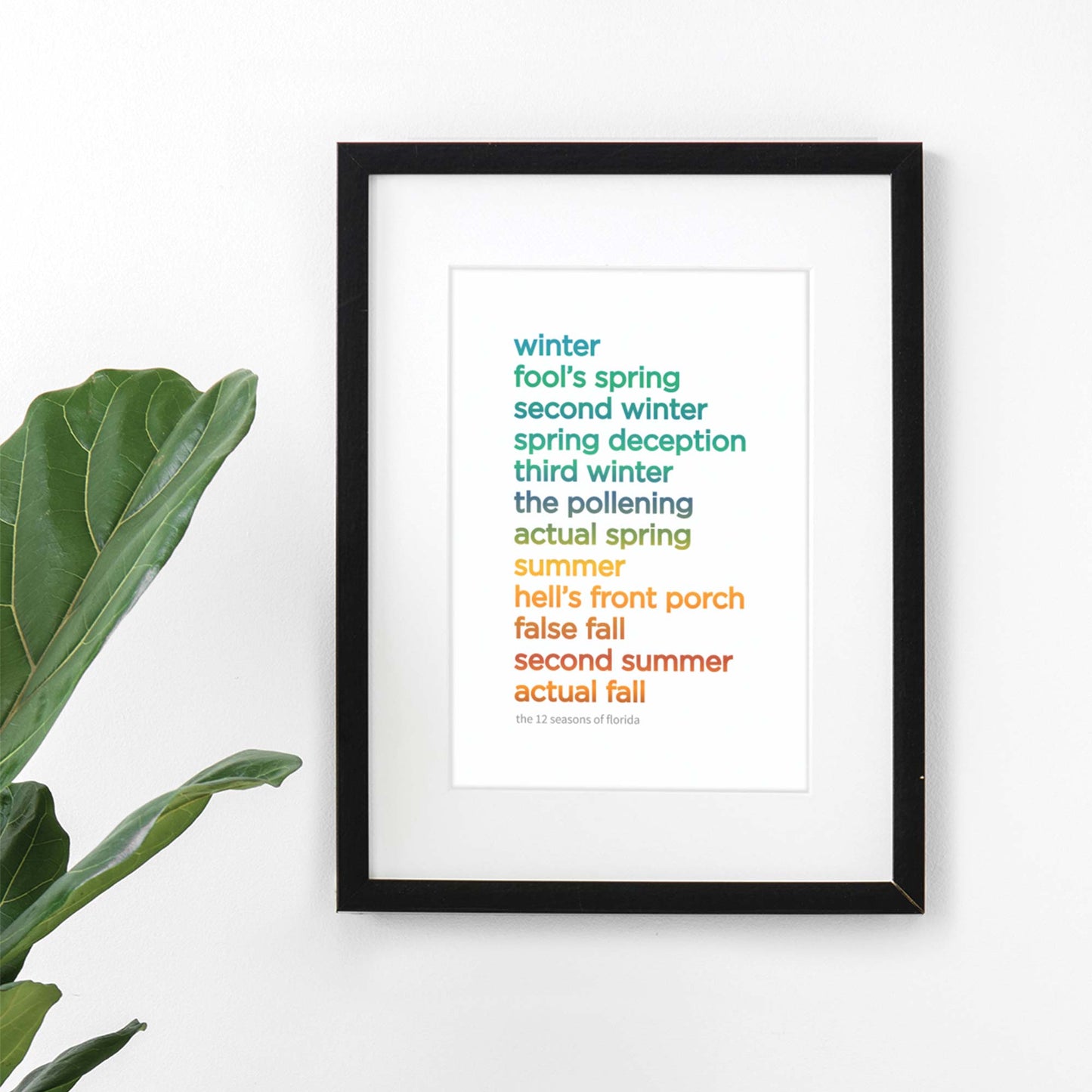 12 SEASONS of FLORIDA | Funny Wall Art Print | Art Print | Florida Sunshine | Colorful Graphic Illustration - A. B. Newton and Company