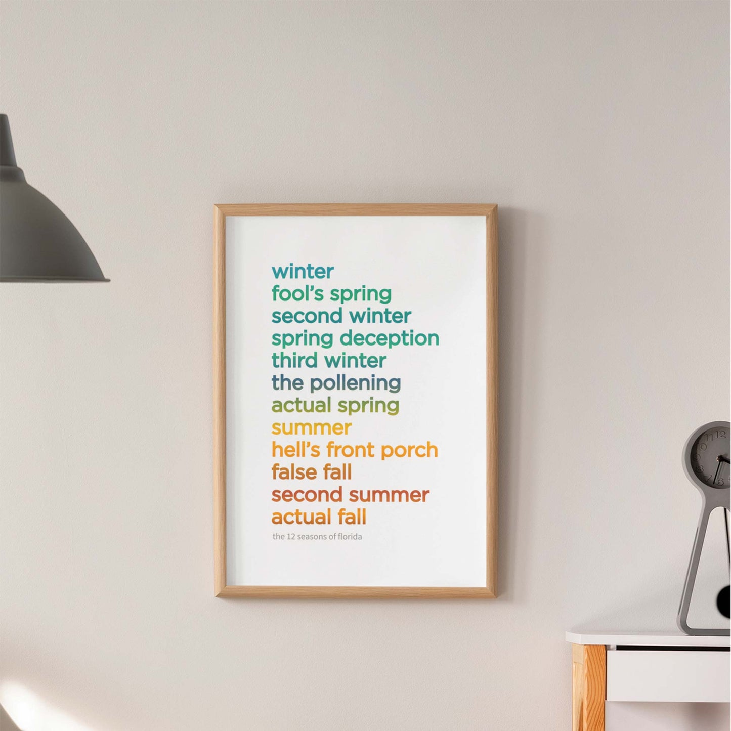 12 SEASONS of FLORIDA | Funny Wall Art Print | Art Print | Florida Sunshine | Colorful Graphic Illustration - A. B. Newton and Company