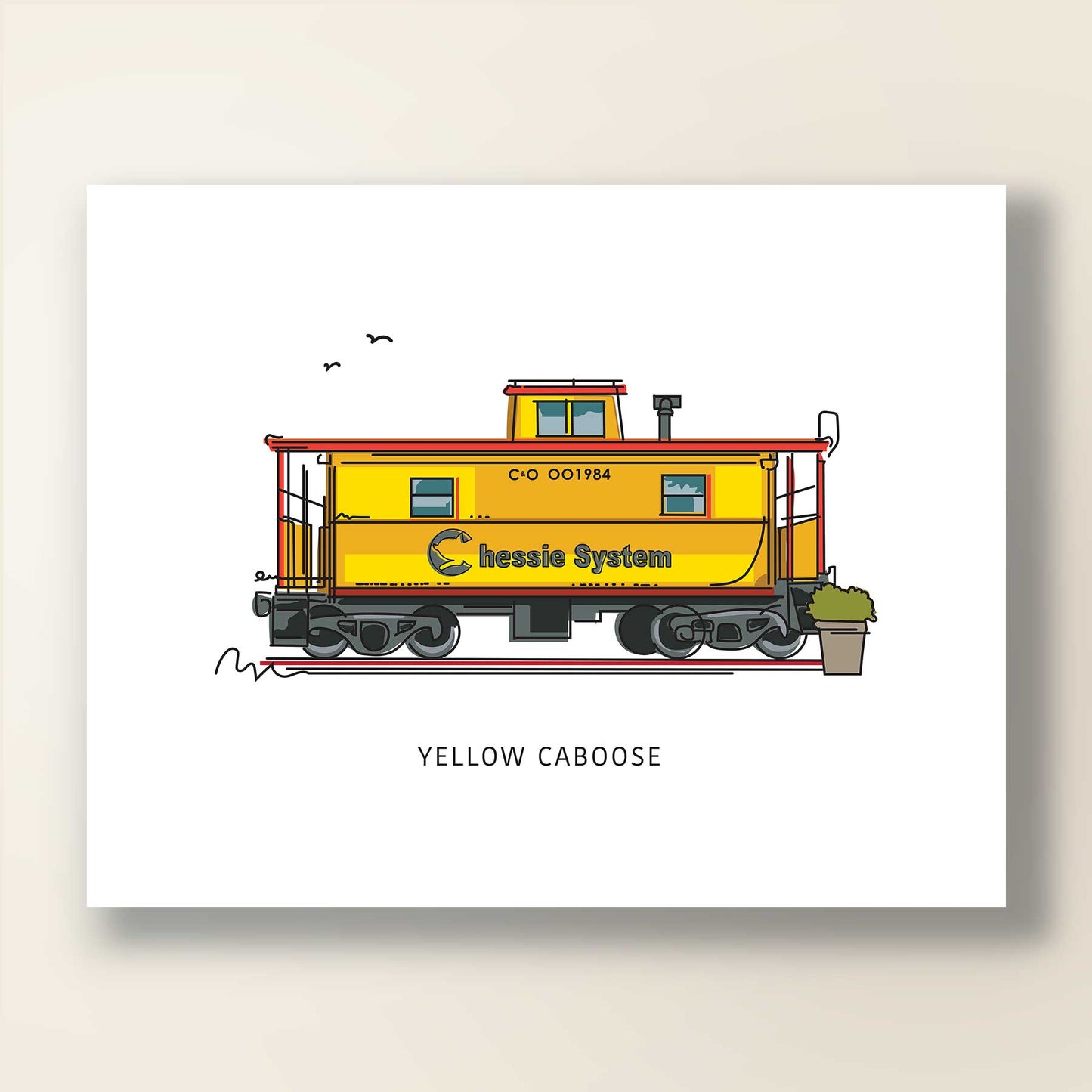 Yellow Caboose | Winter Garden Landmark Series - A. B. Newton and Company