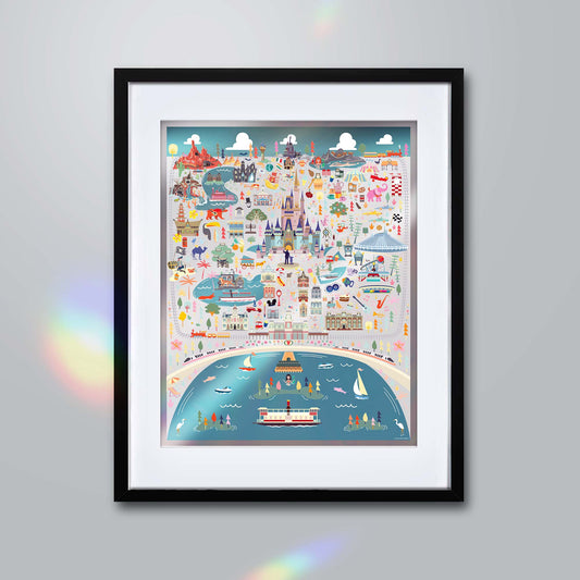 50th Anniversary Holographic Magic Kingdom Print | Day & Night | Orlando Theme Park Series - A. B. Newton and Company