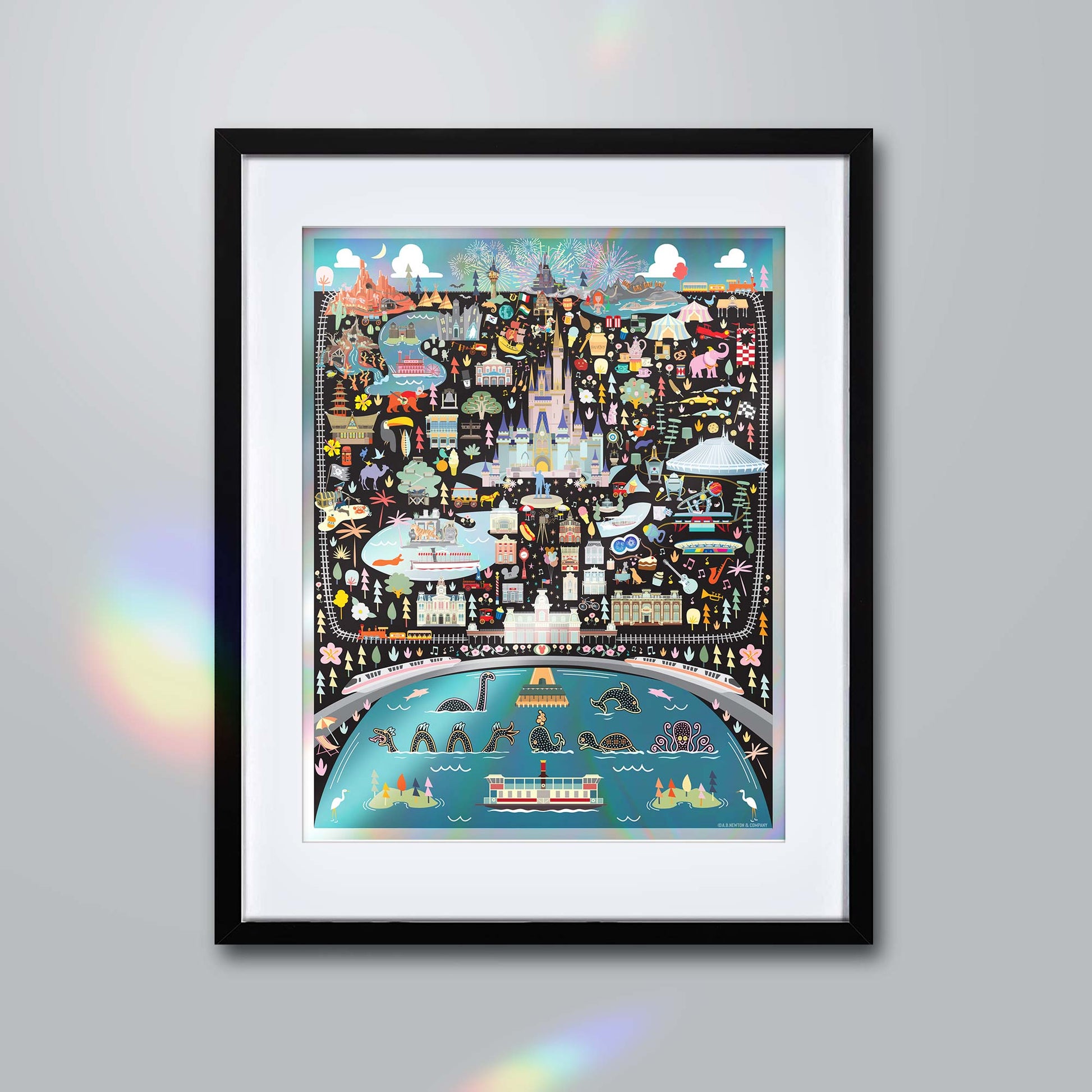 50th Anniversary Holographic Magic Kingdom Print | Day & Night | Orlando Theme Park Series - A. B. Newton and Company
