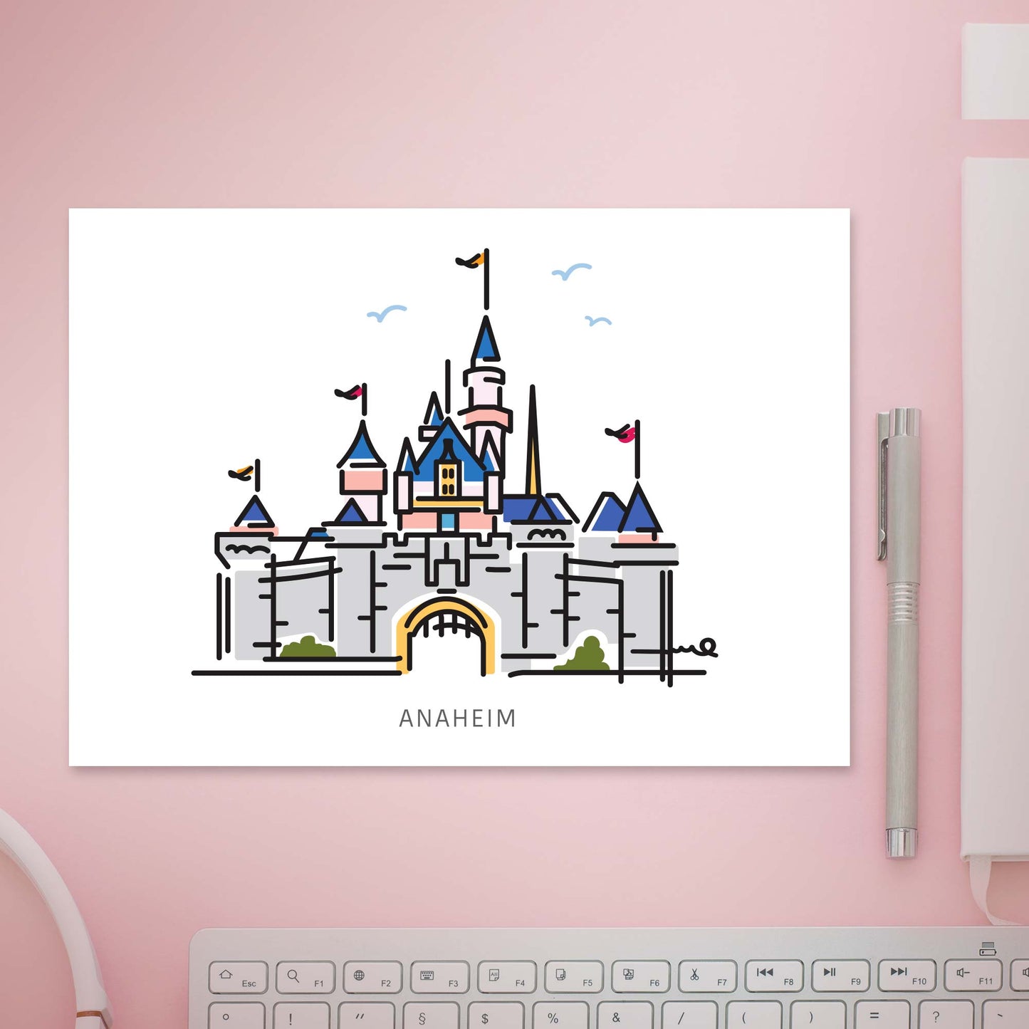 Princess Castle ANAHEIM Postcard | 5x7 | Theme Park Series - A. B. Newton and Company