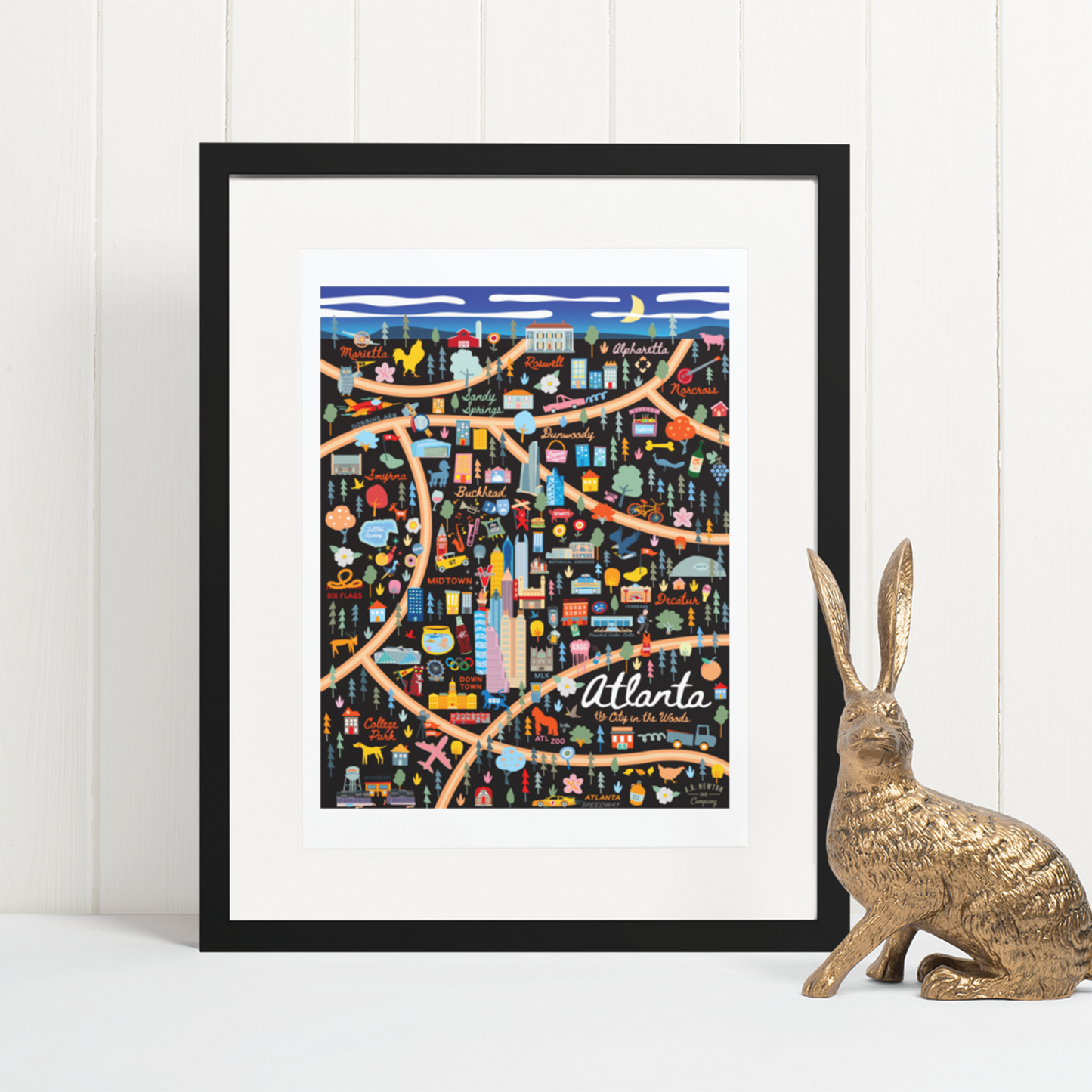 City of Atlanta Georgia | Area Map Art Print - A. B. Newton and Company