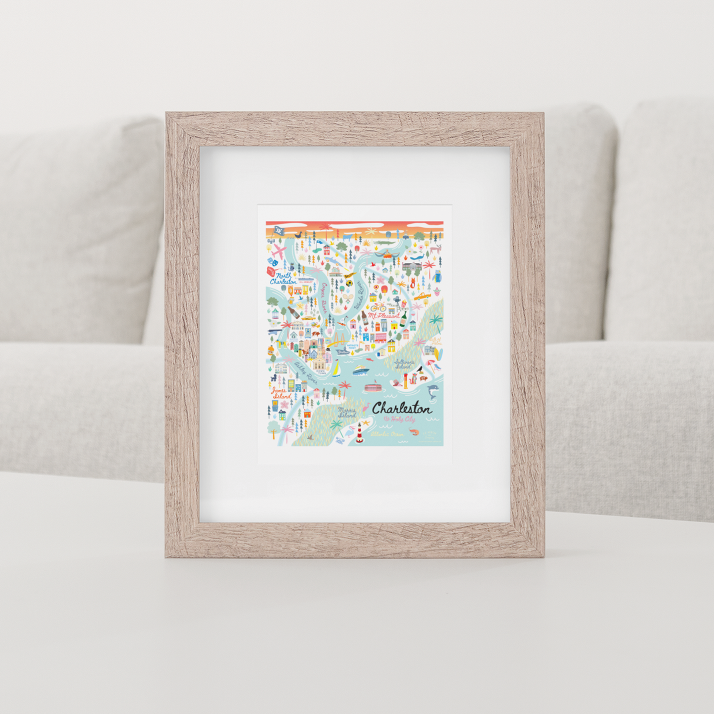 City of Charleston South Carolina | Area Map Art Print - A. B. Newton and Company