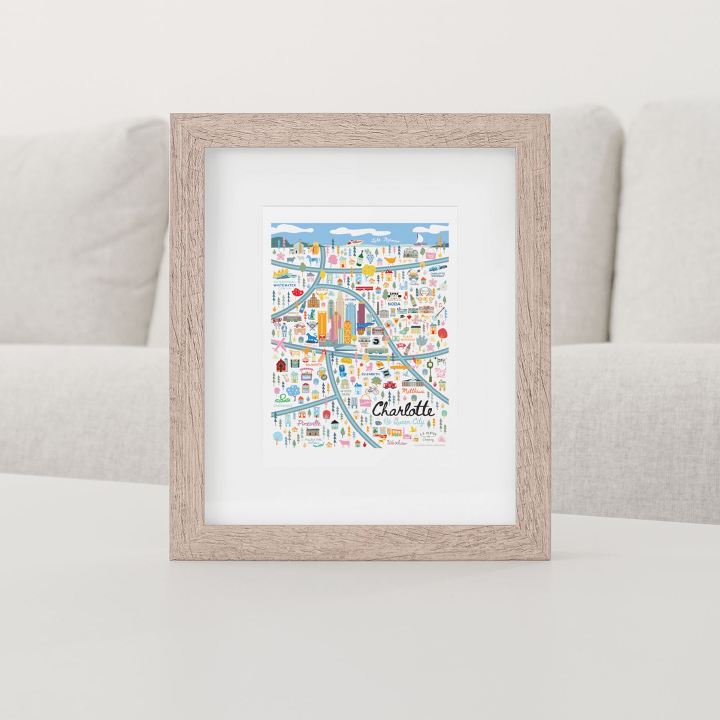 City of Charlotte North Carolina | Area Map Art Print - A. B. Newton and Company