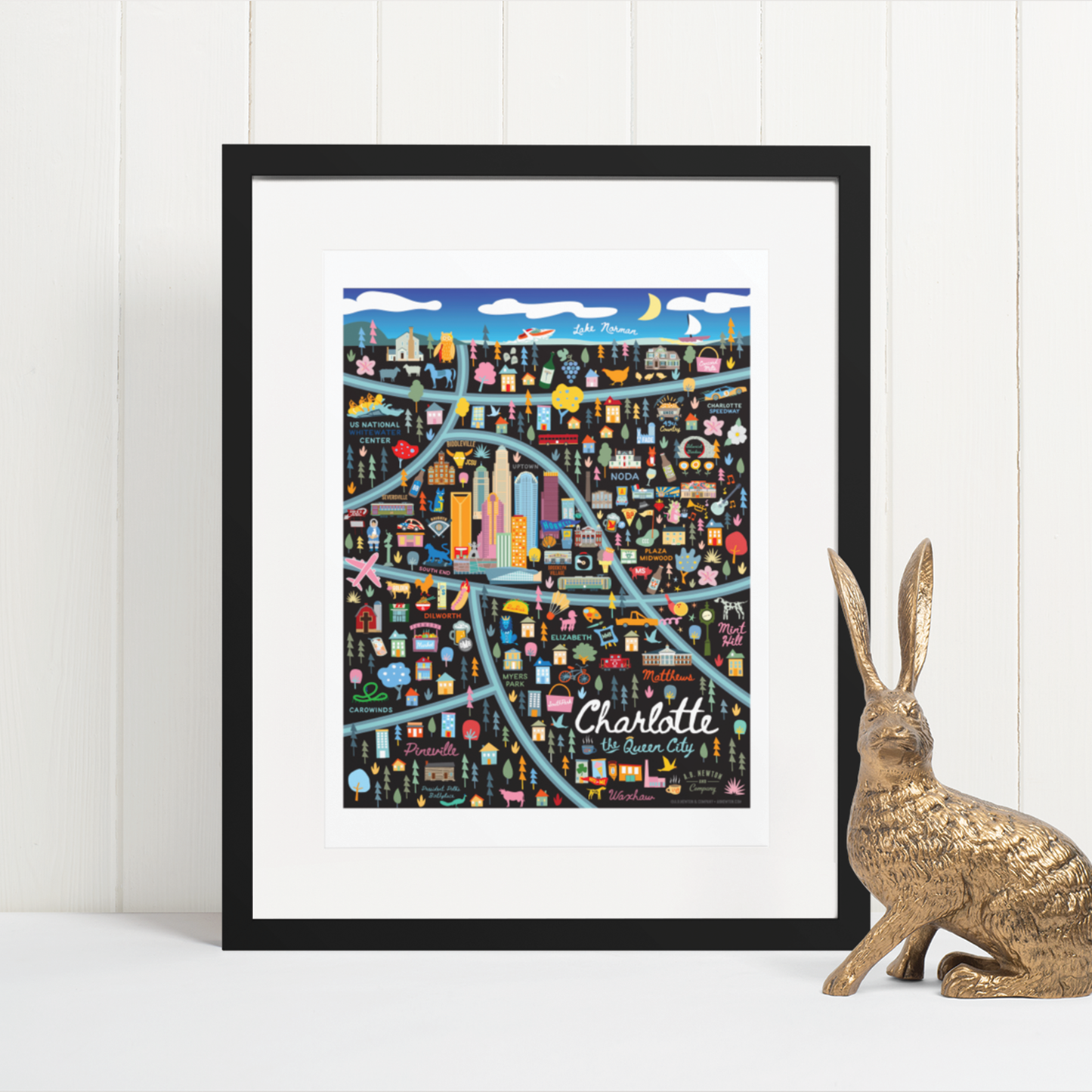 City of Charlotte North Carolina | Area Map Art Print - A. B. Newton and Company