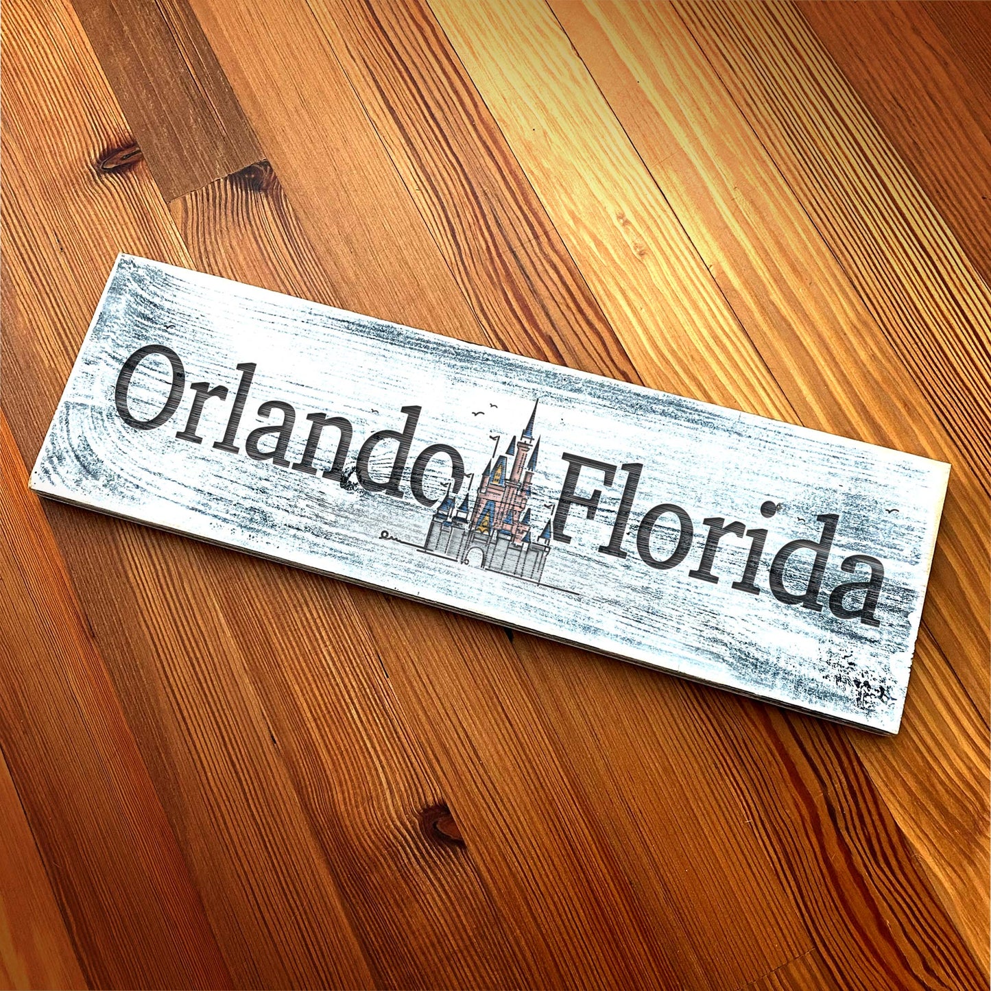 Orlando FL Castle - Handcrafted Artisan Wood Sign - A. B. Newton and Company