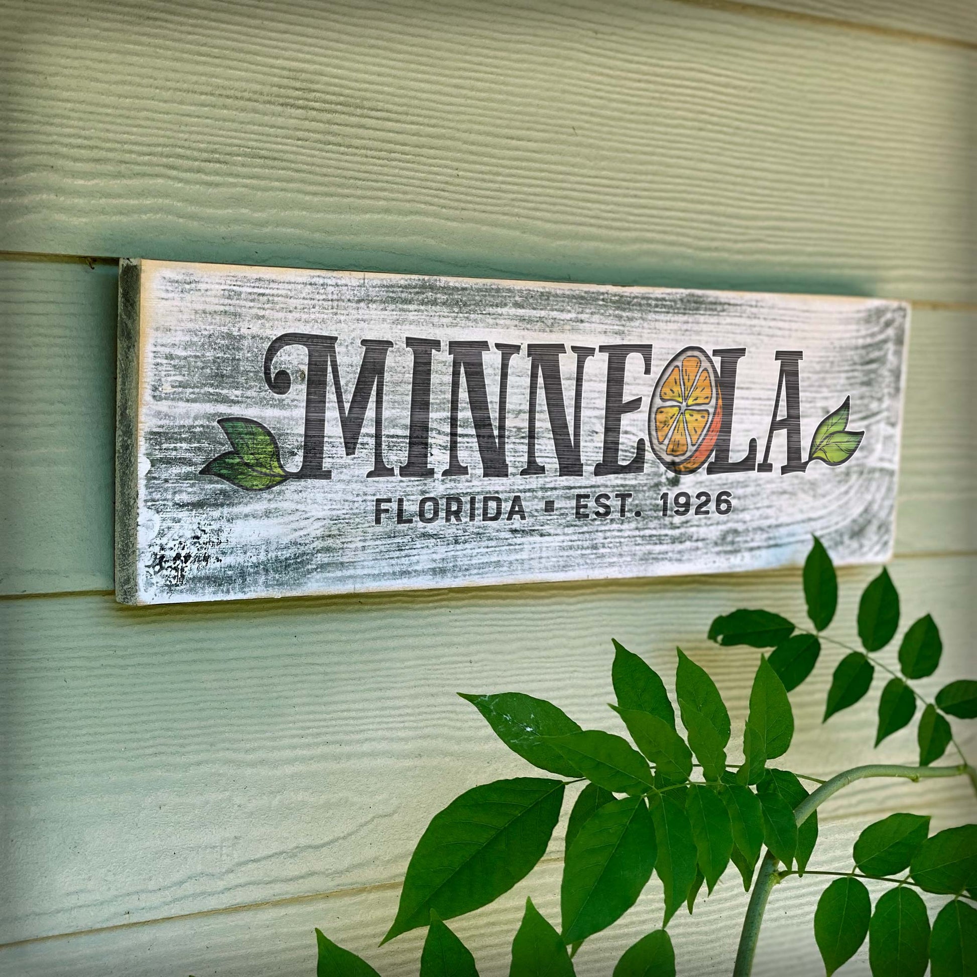 Minneola FL - Handcrafted Artisan Wood Sign - A. B. Newton and Company
