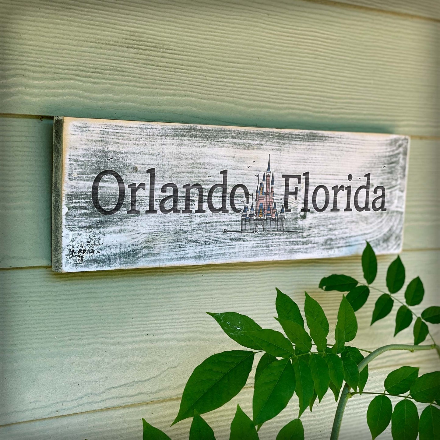 Orlando FL Castle - Handcrafted Artisan Wood Sign - A. B. Newton and Company
